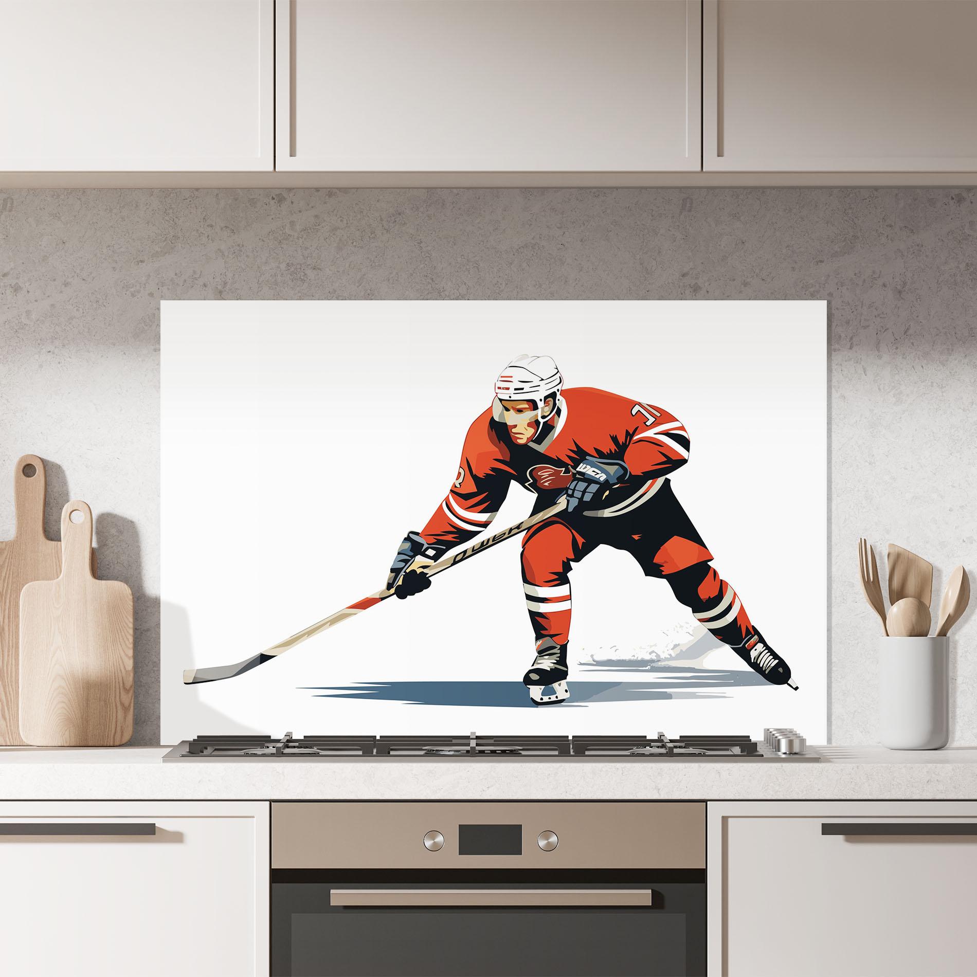 Стъклен панел за кухня Hockey Orange Player mockup 7