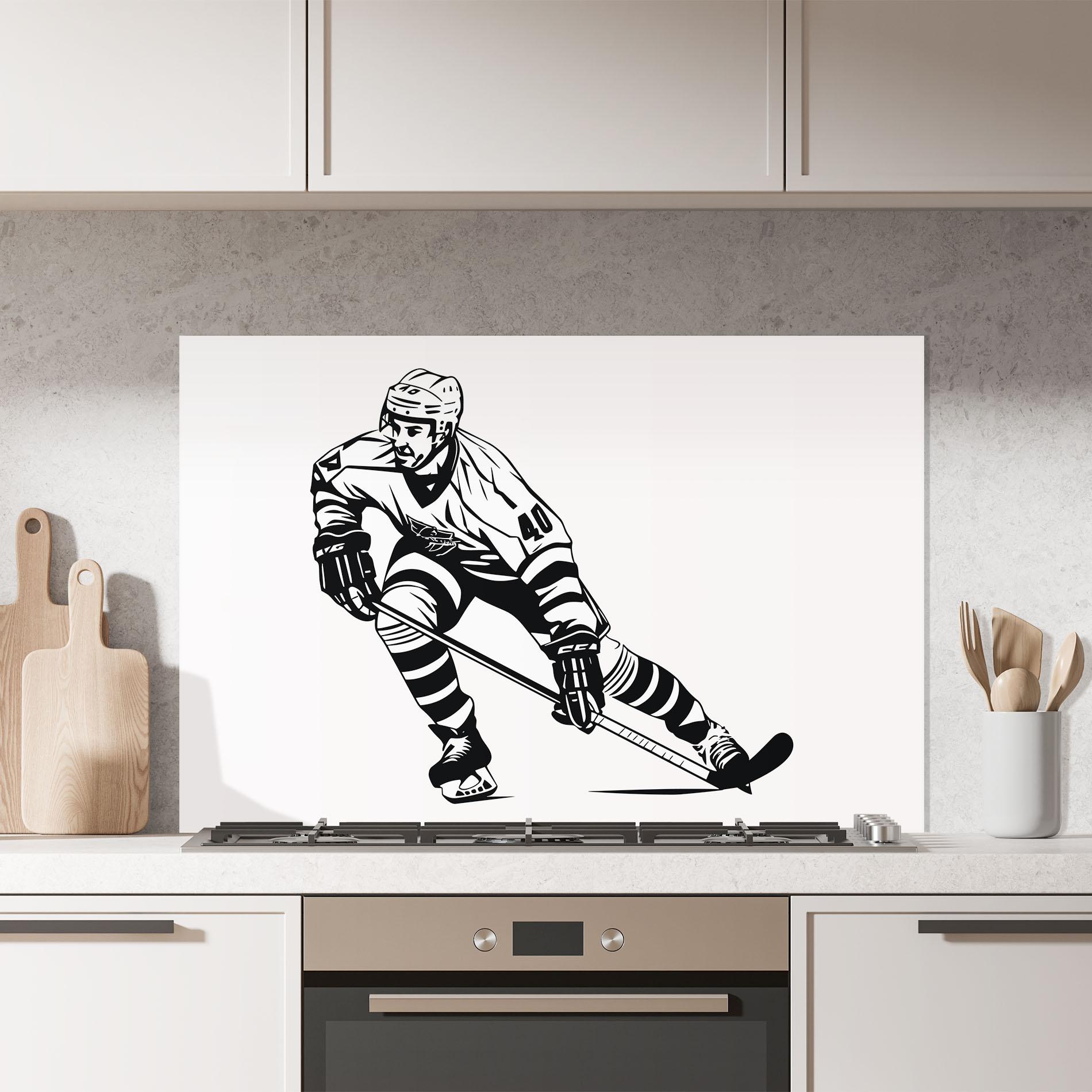 Стъклен панел за кухня Hockey Player mockup 7