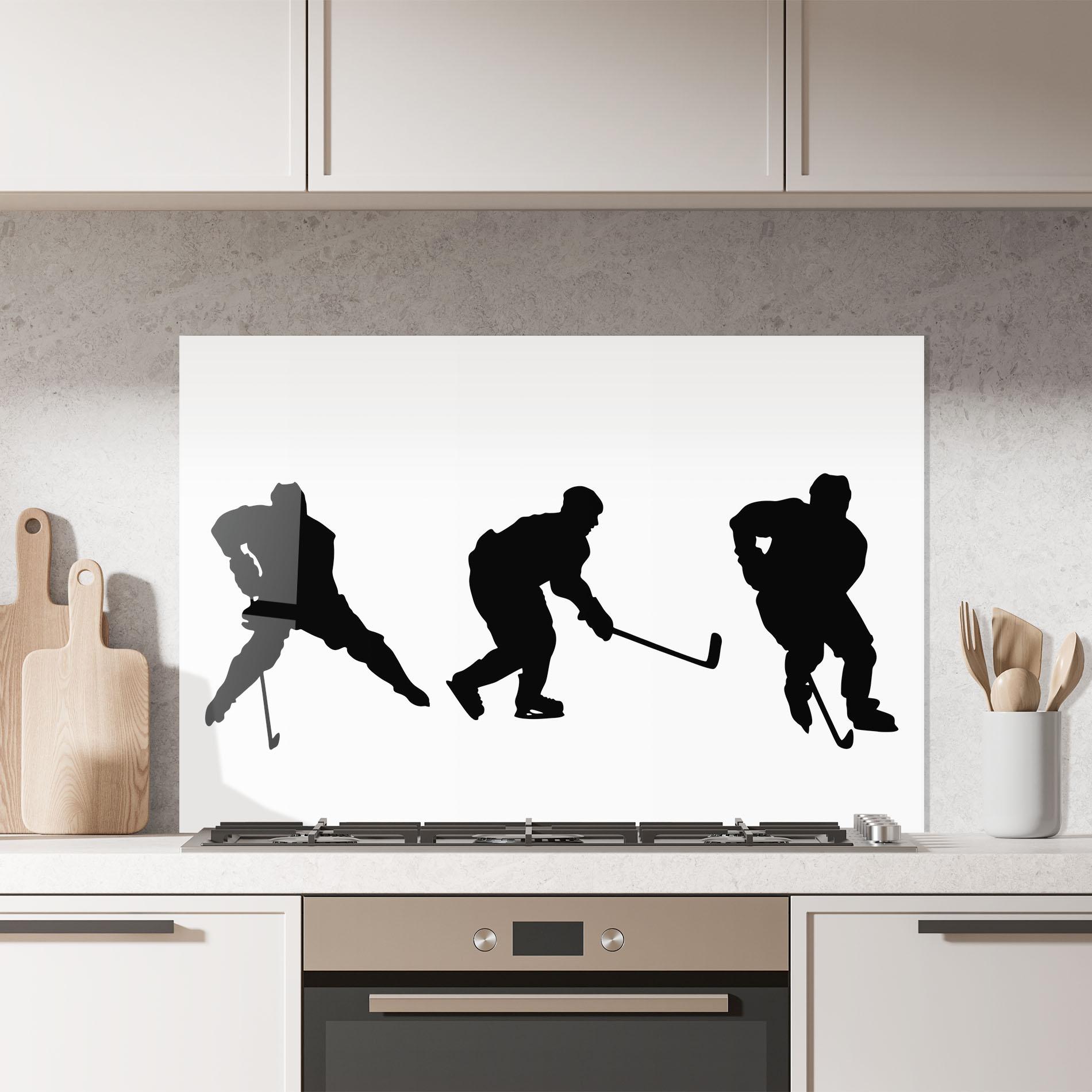Стъклен панел за кухня Hockey Pose mockup 7