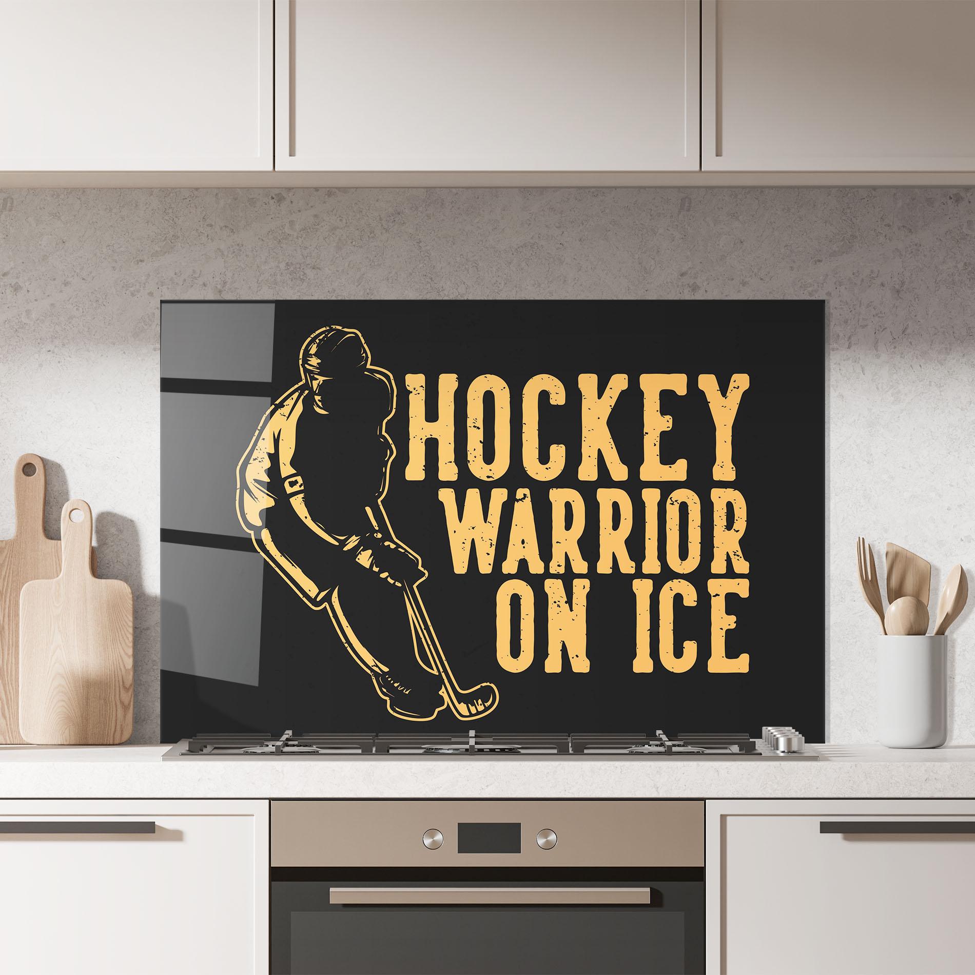 Стъклен панел за кухня Hockey Worrior mockup 7