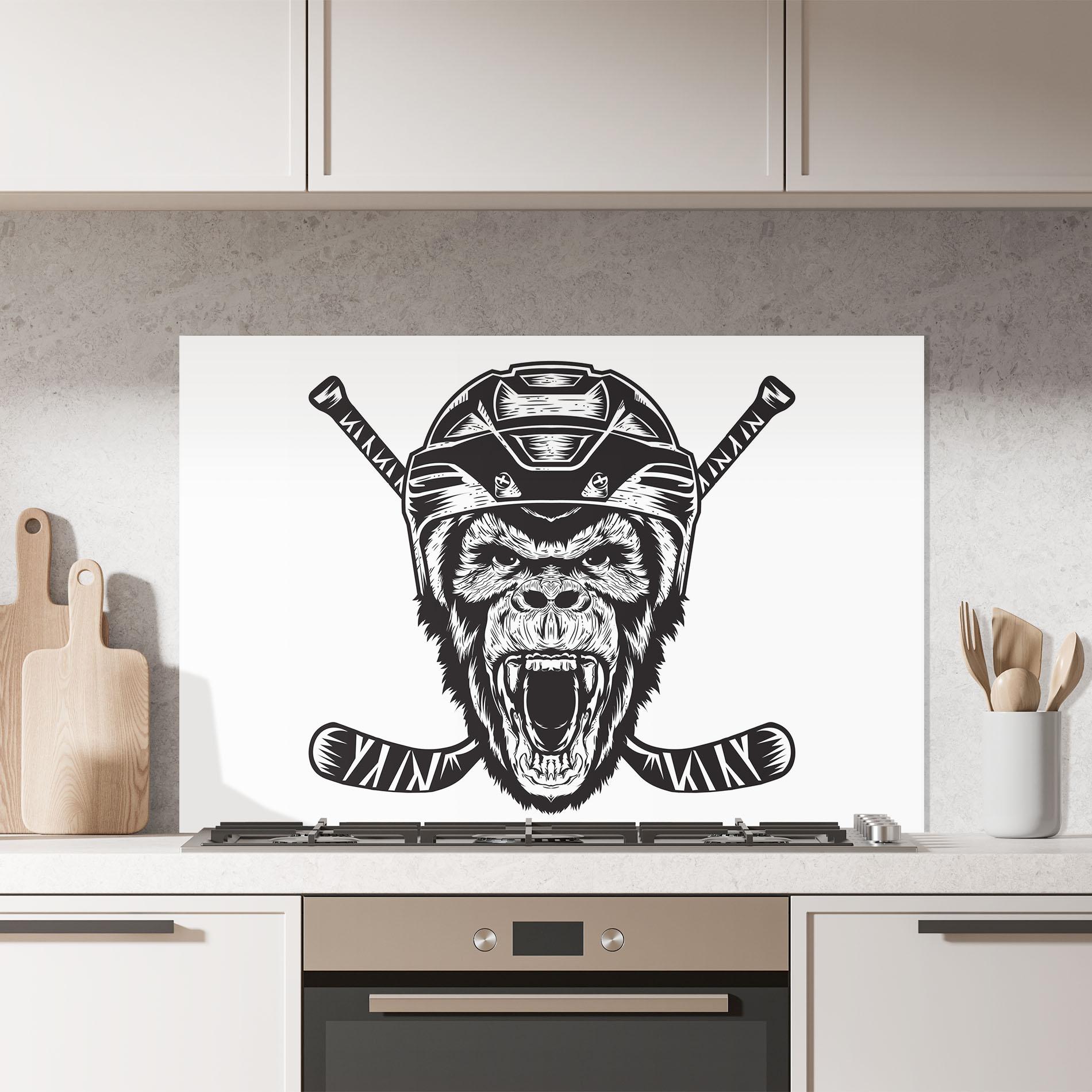 Стъклен панел за кухня Monkey Hockey mockup 7