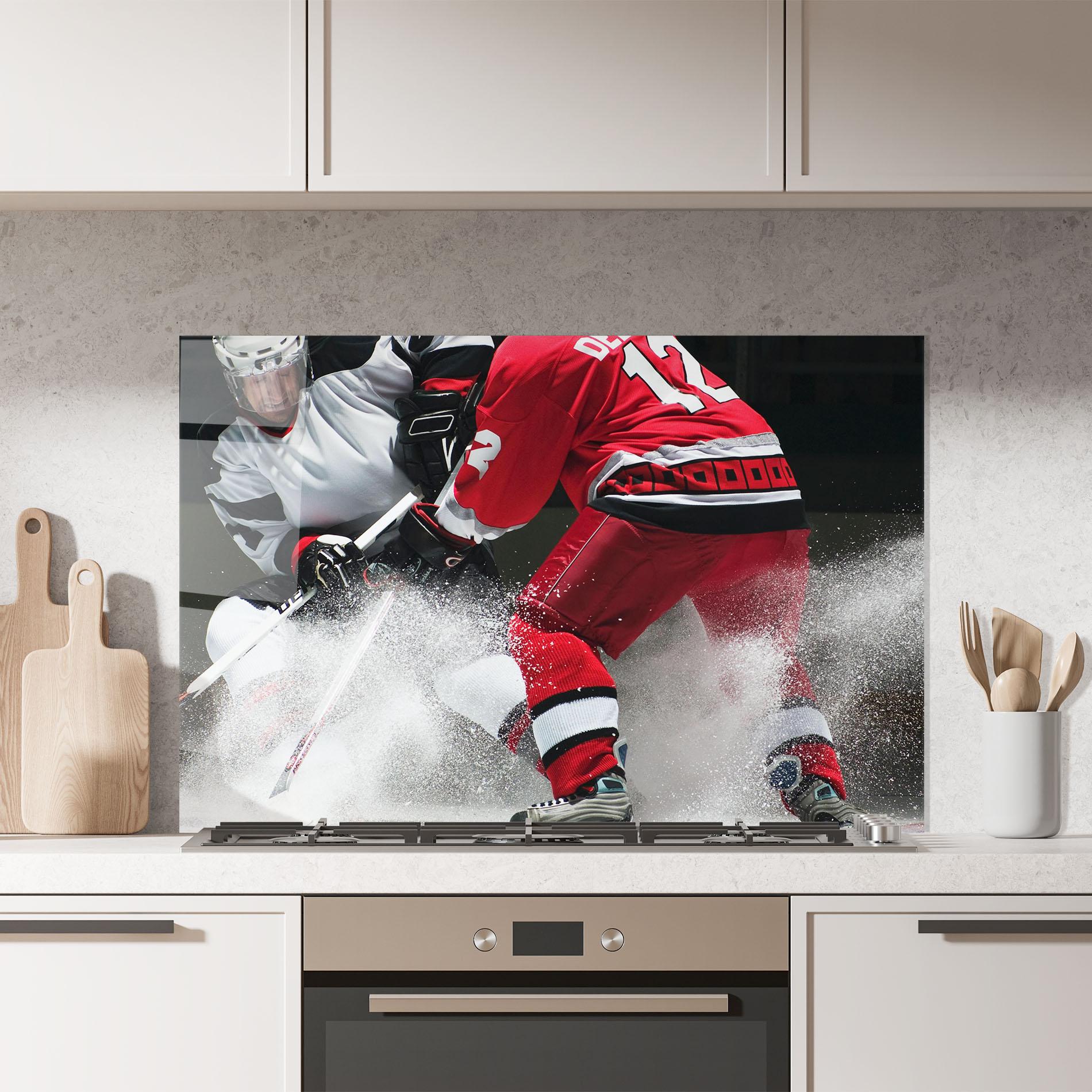Стъклен панел за кухня Red Hokey Player mockup 7