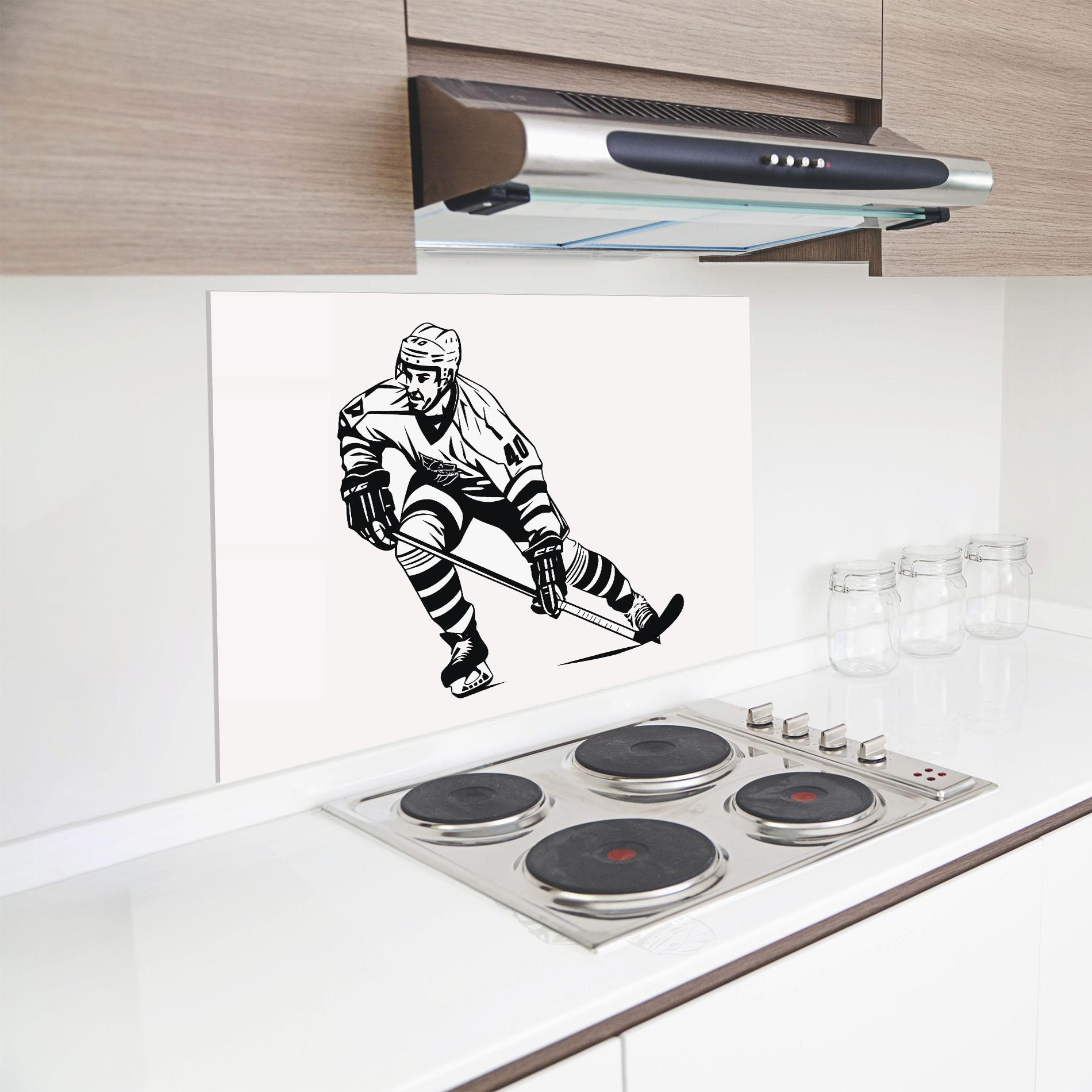 Стъклен панел за кухня Hockey Player mockup 8