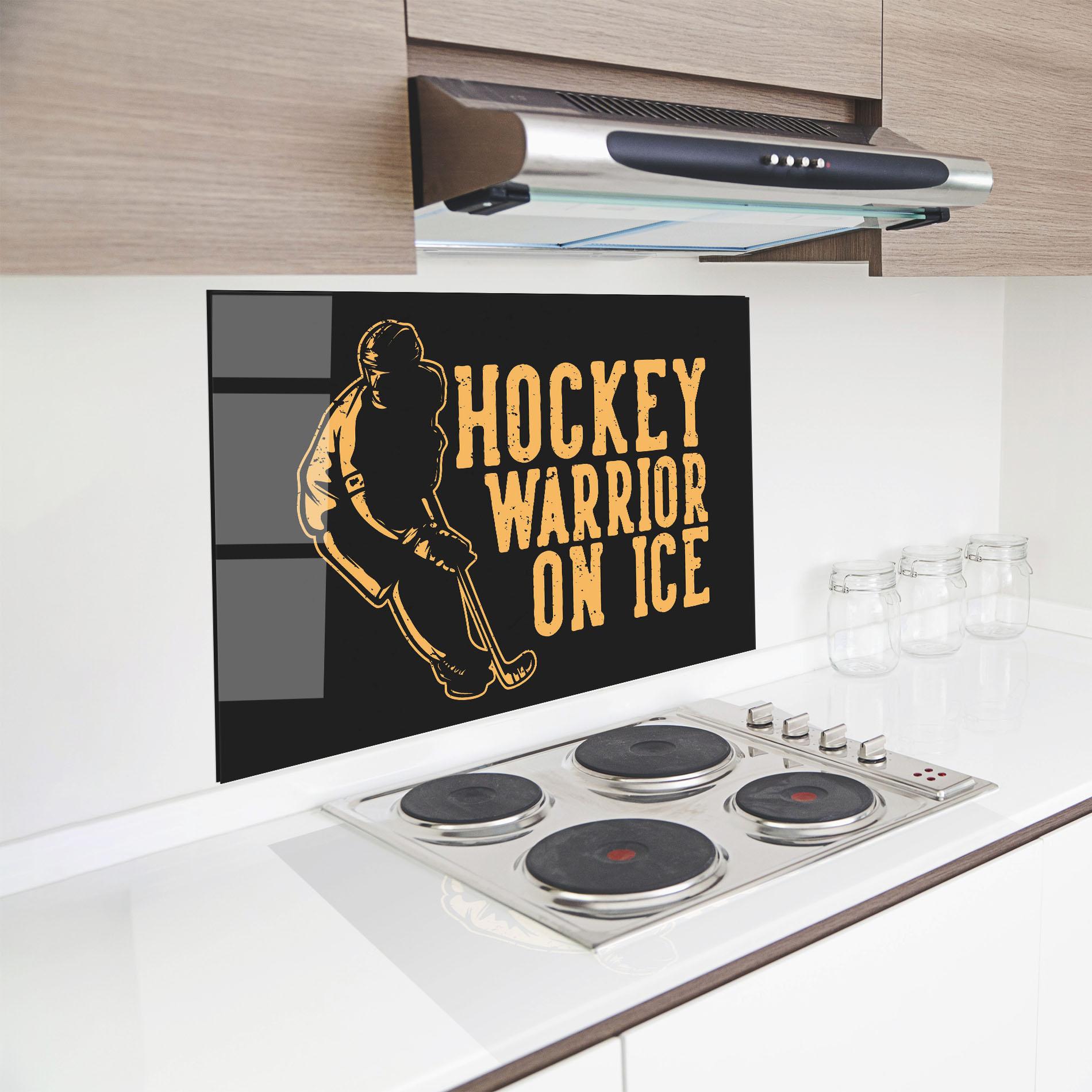 Стъклен панел за кухня Hockey Worrior mockup 8
