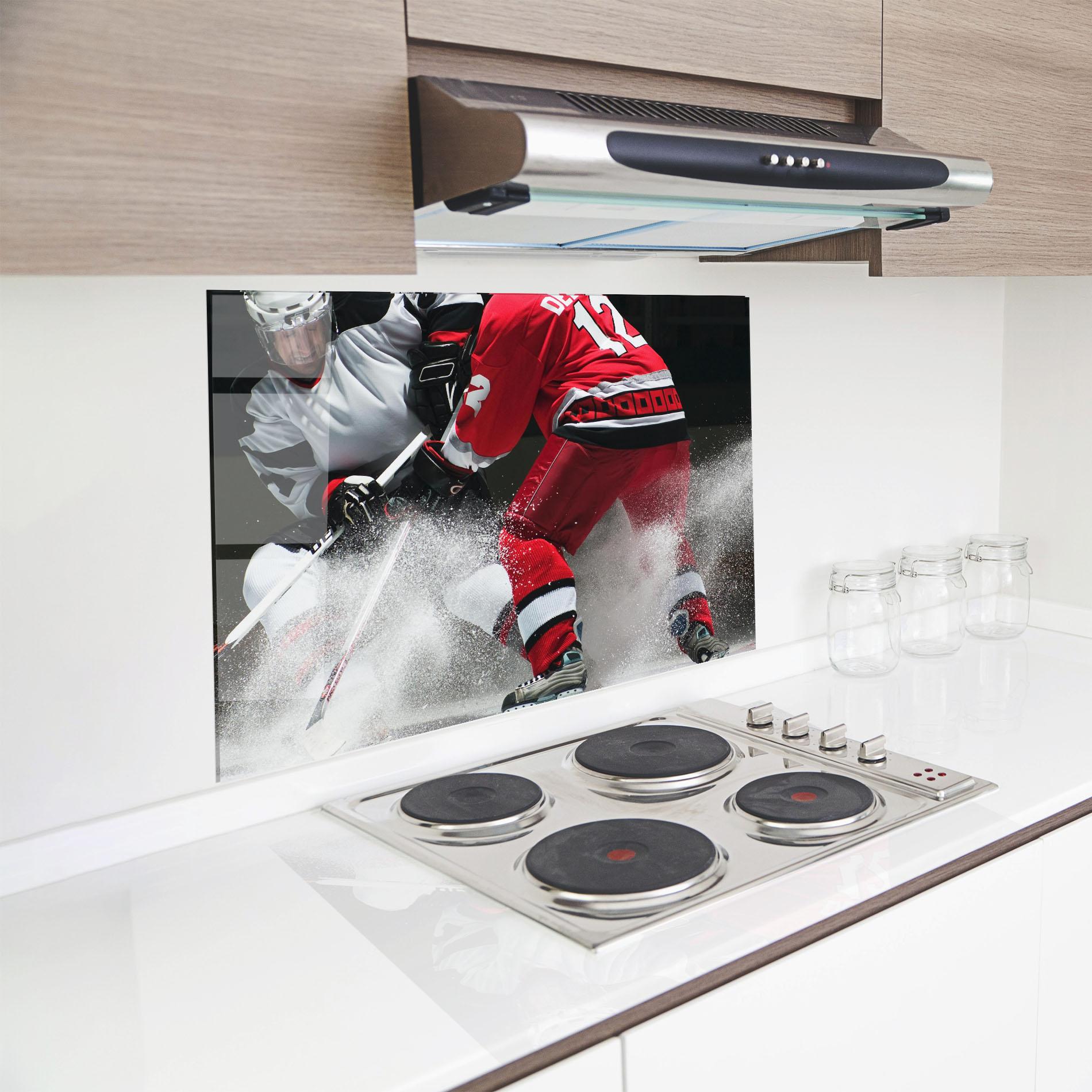Стъклен панел за кухня Red Hokey Player mockup 8