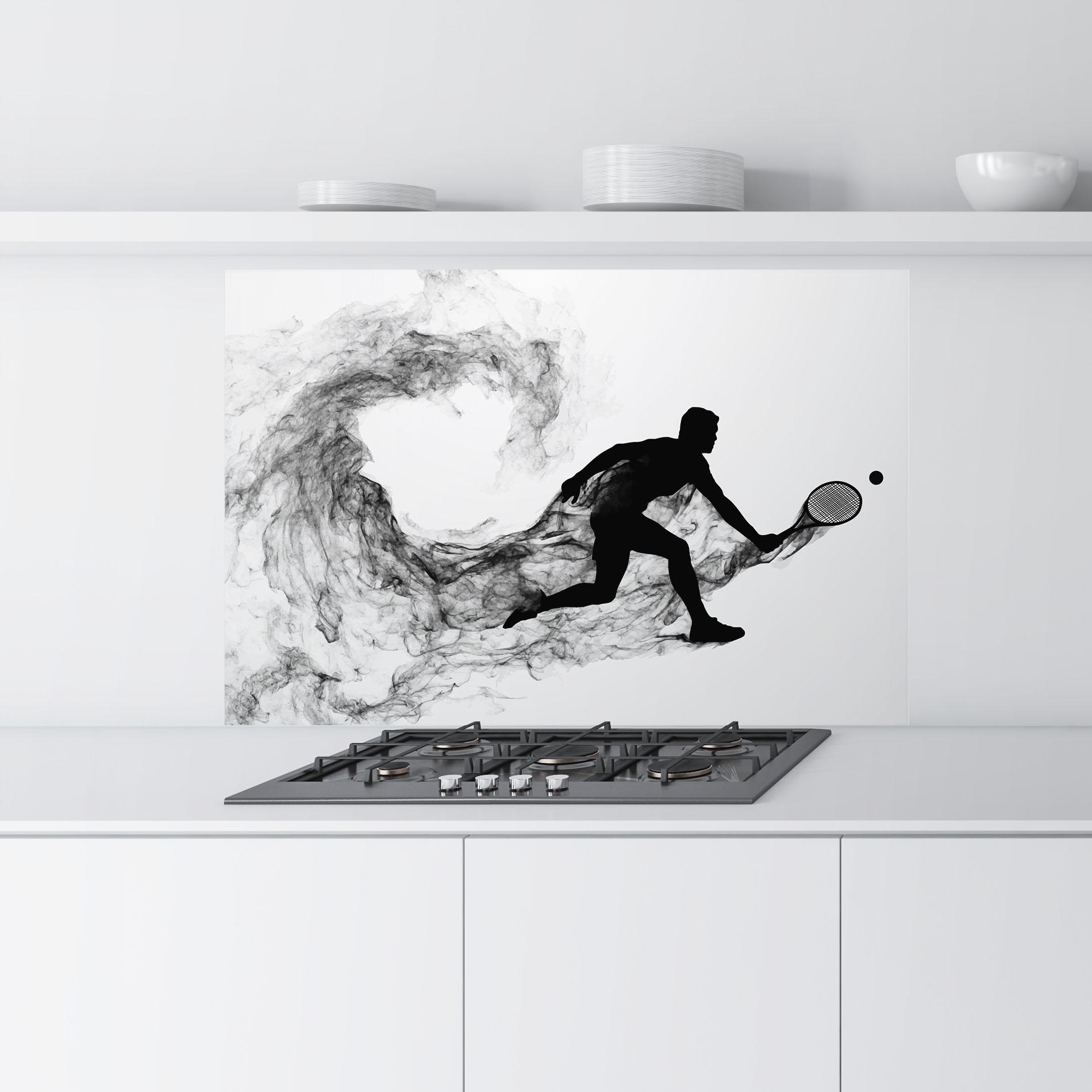 Стъклен панел за кухня Black Smoke Tennis mockup 9
