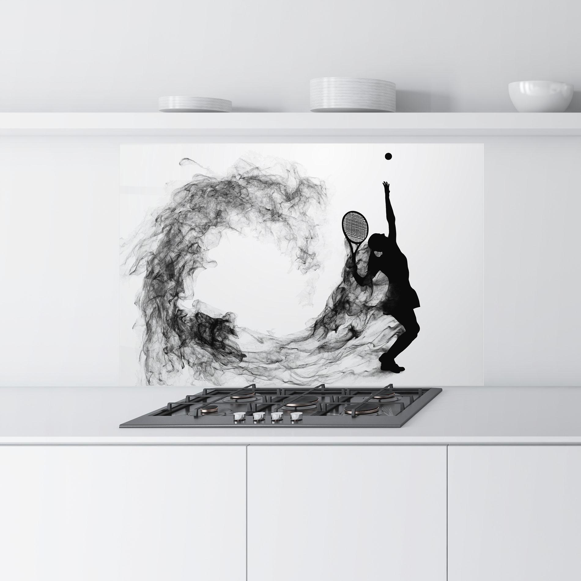 Стъклен панел за кухня Black Tennis Smoke mockup 9