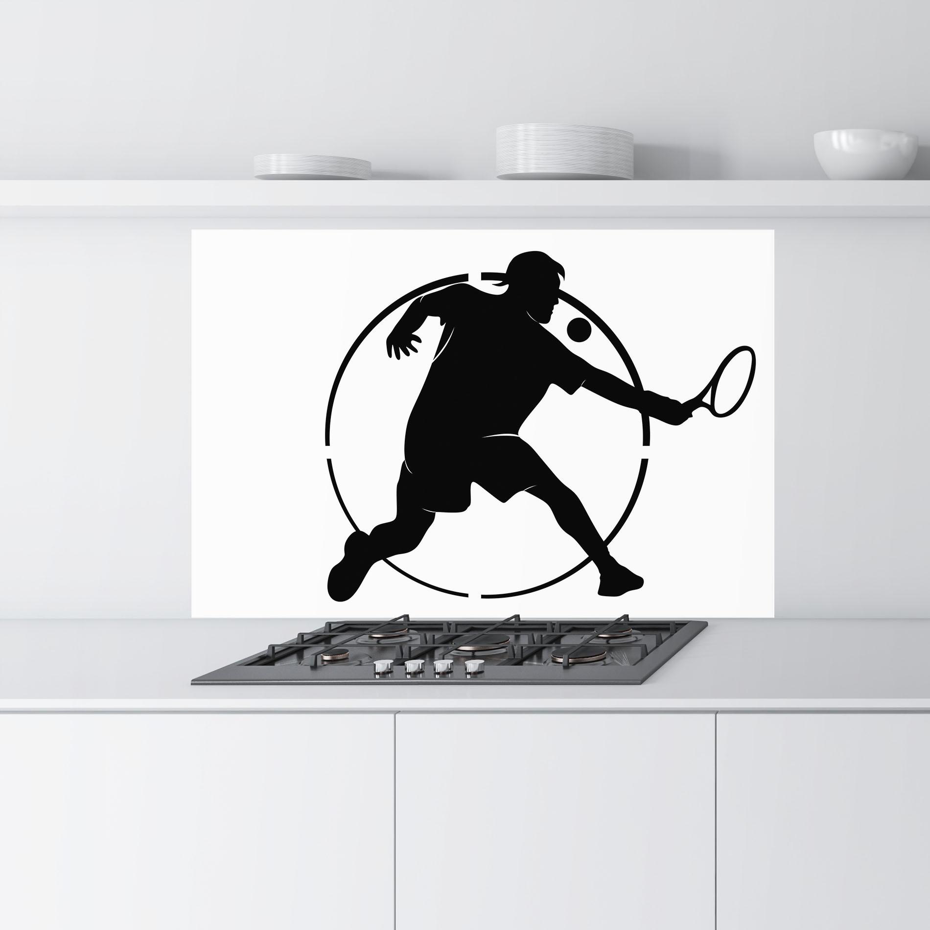 Стъклен панел за кухня Tennis Black Circle mockup 9