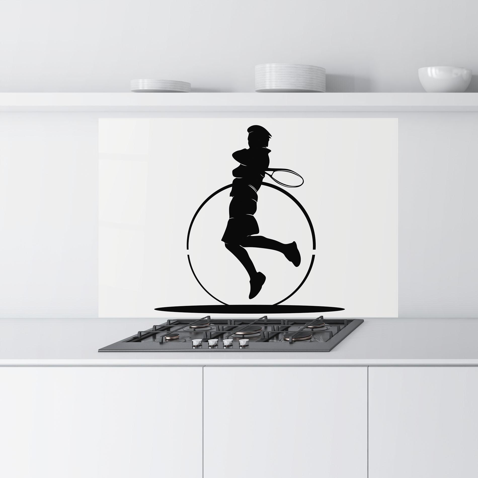 Стъклен панел за кухня Tennis Circle Black mockup 9