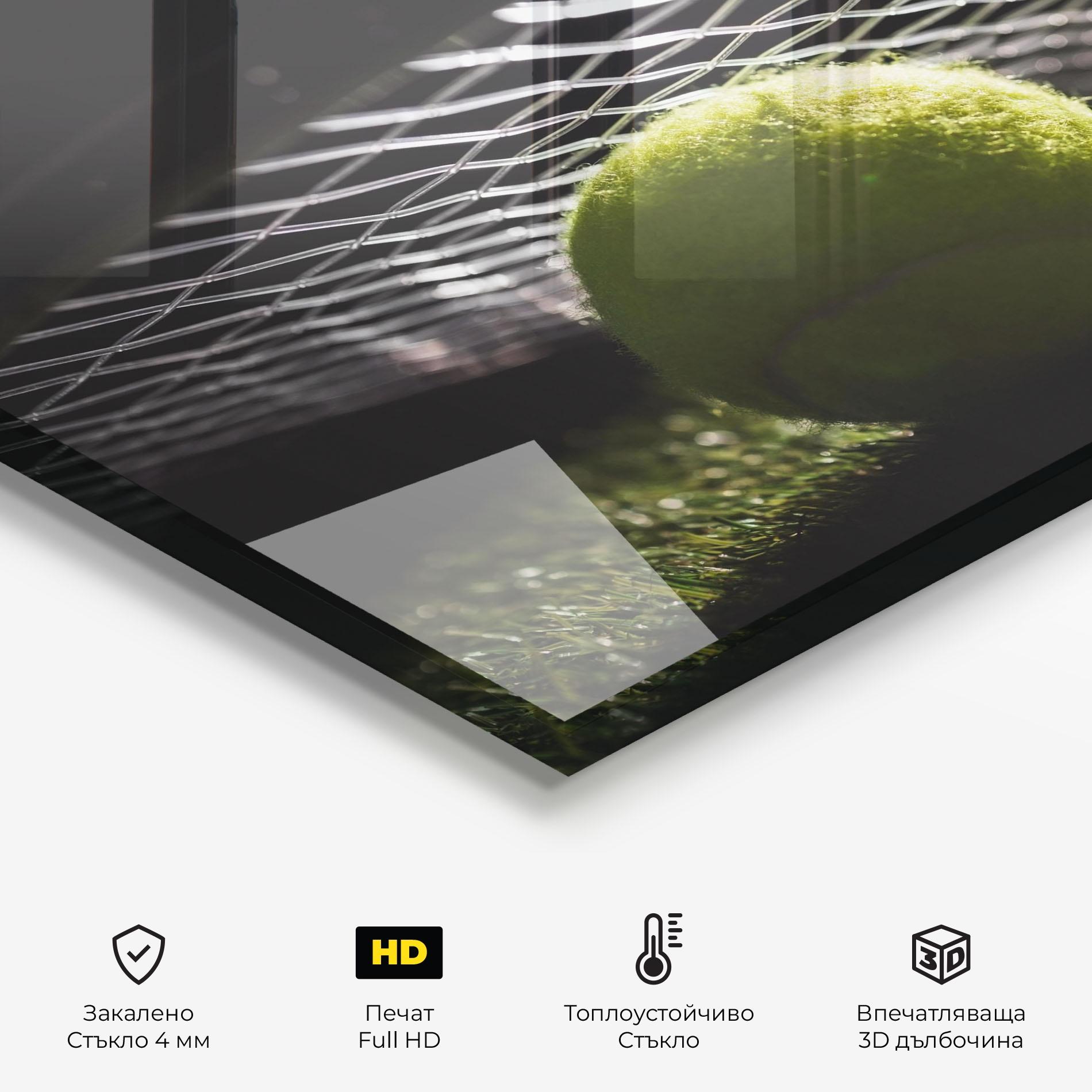 Стъклен панел за кухня Close Up Tennis Ball mockup 2