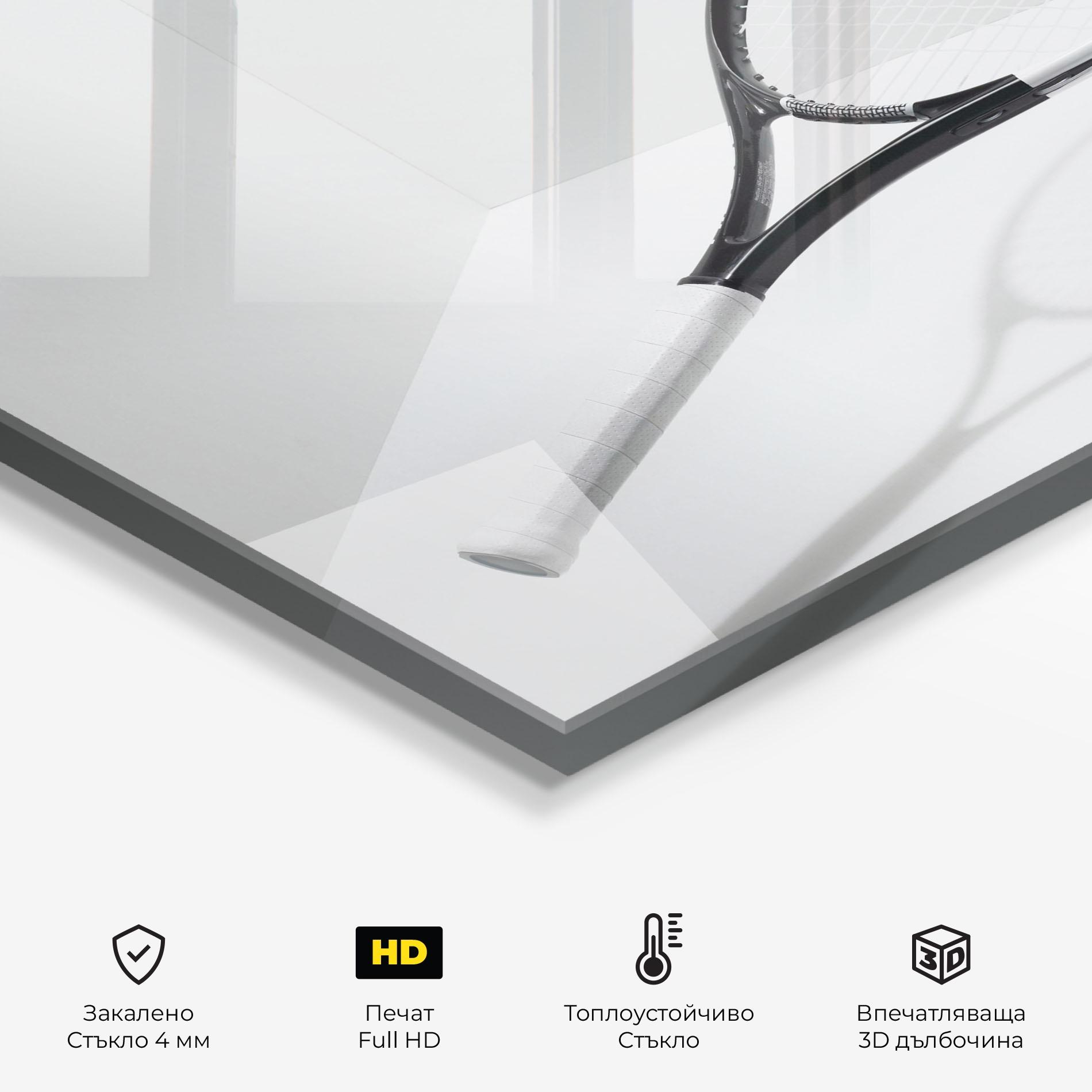 Стъклен панел за кухня Floating Tennis Racket mockup 2
