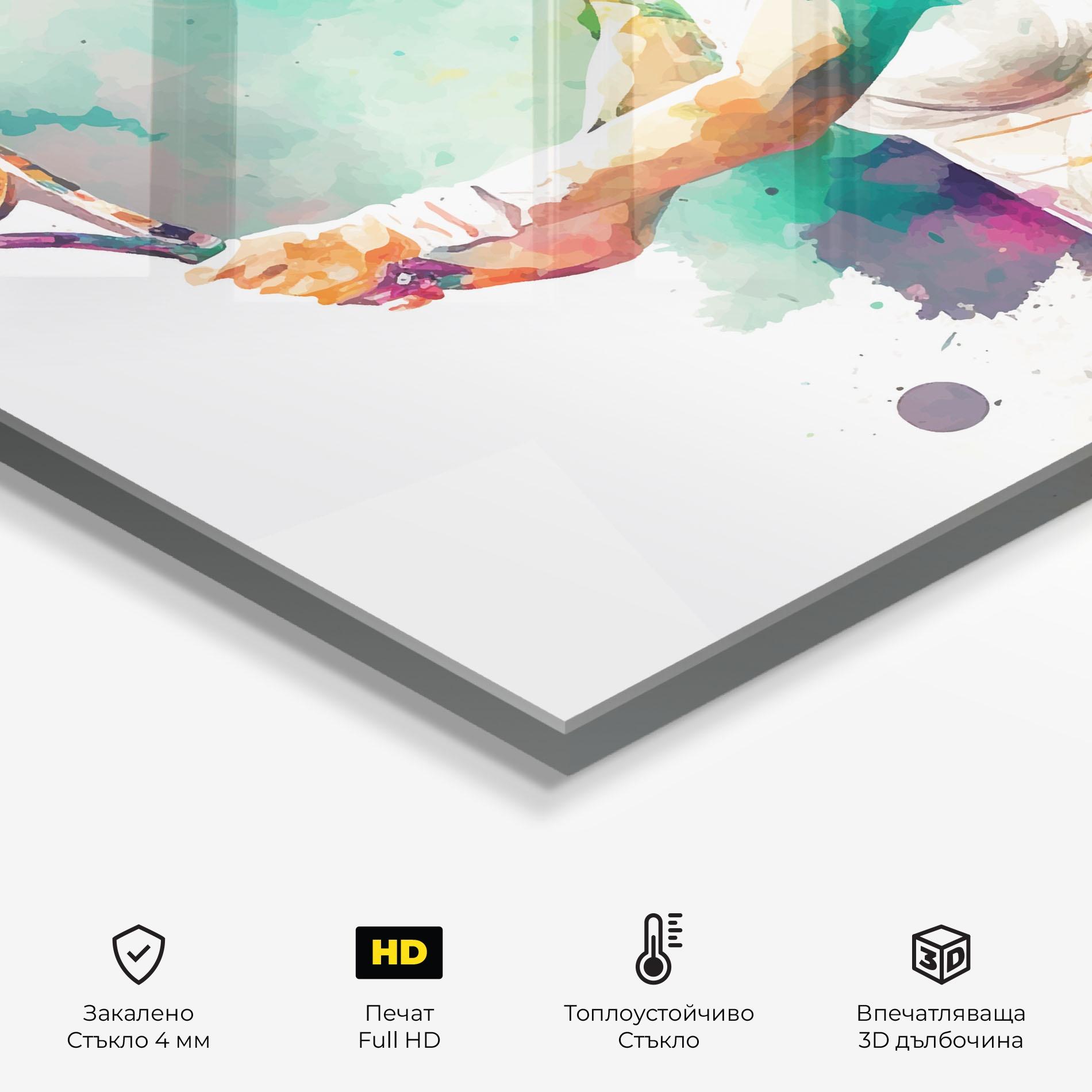 Стъклен панел за кухня Green Art Tennis mockup 2