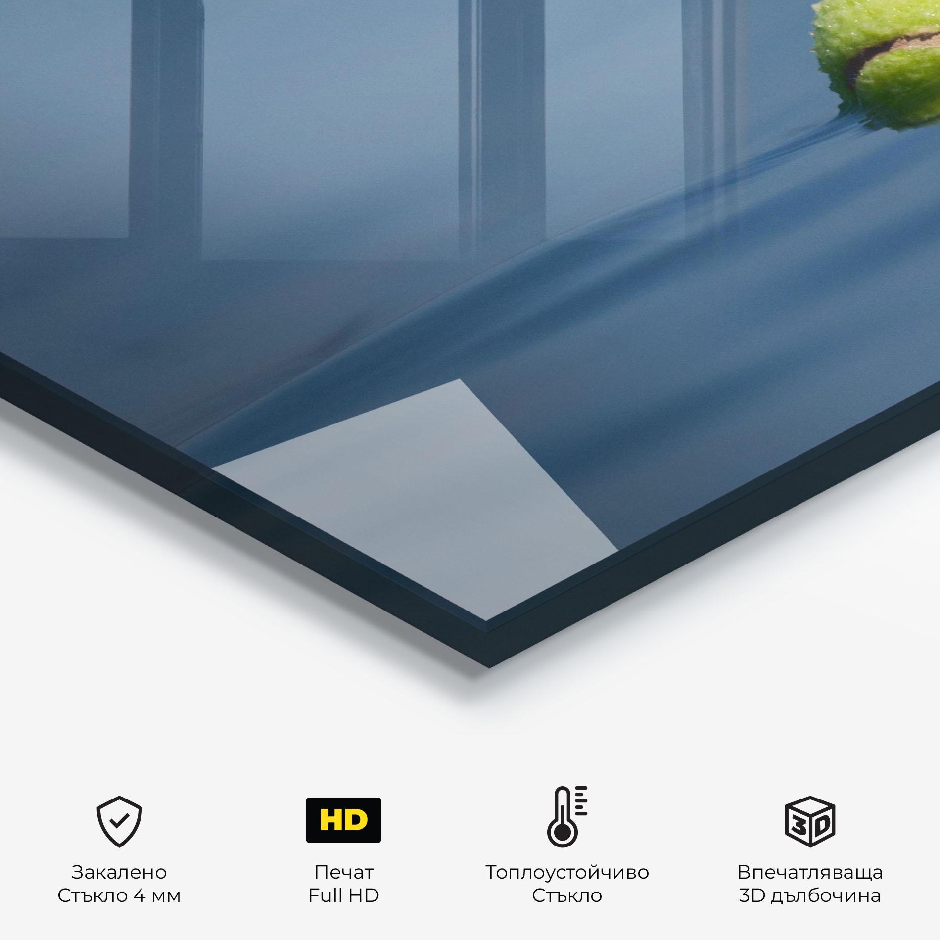 Стъклен панел за кухня Tennis Ball In Water mockup 2
