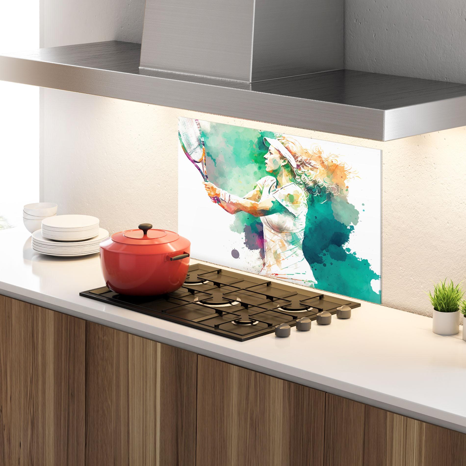 Стъклен панел за кухня Green Art Tennis mockup 4