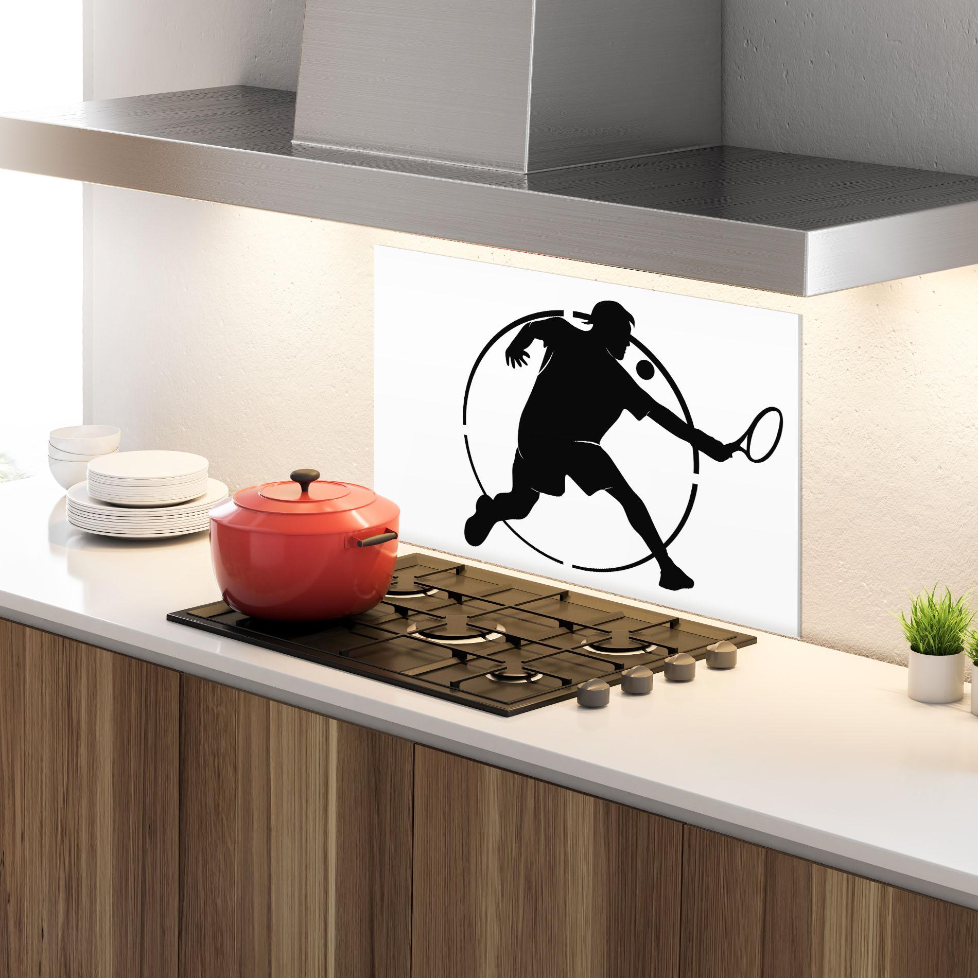 Стъклен панел за кухня Tennis Black Circle mockup 4