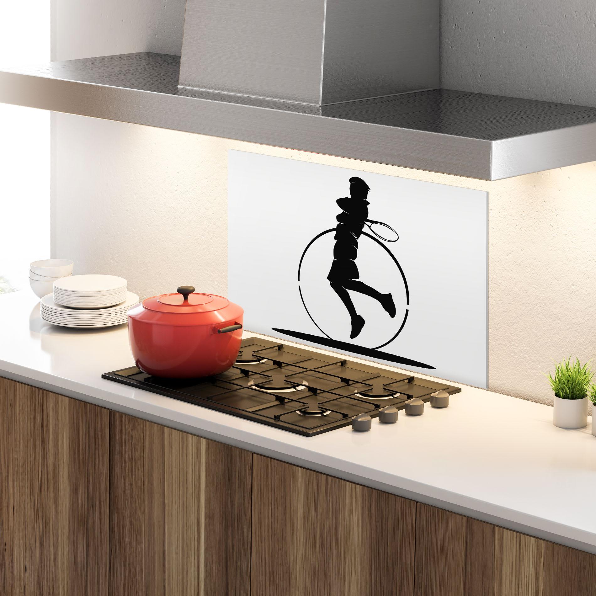 Стъклен панел за кухня Tennis Circle Black mockup 4