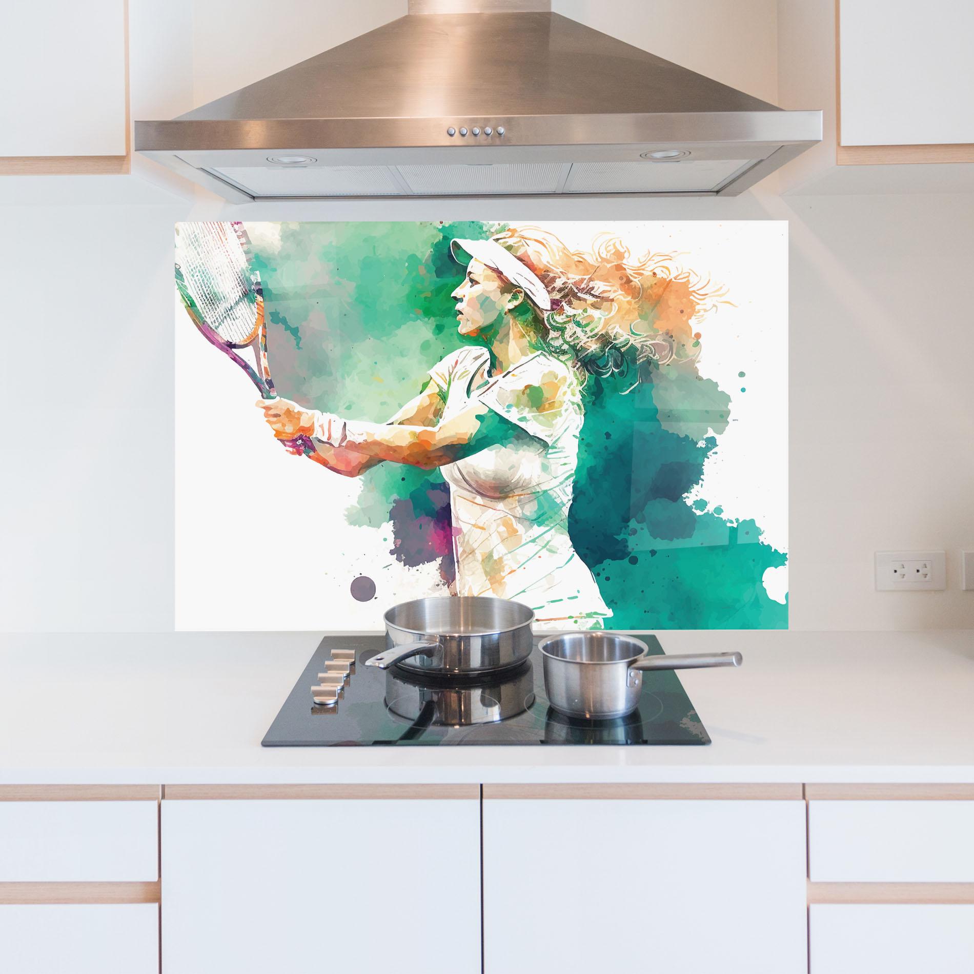 Стъклен панел за кухня Green Art Tennis mockup 5