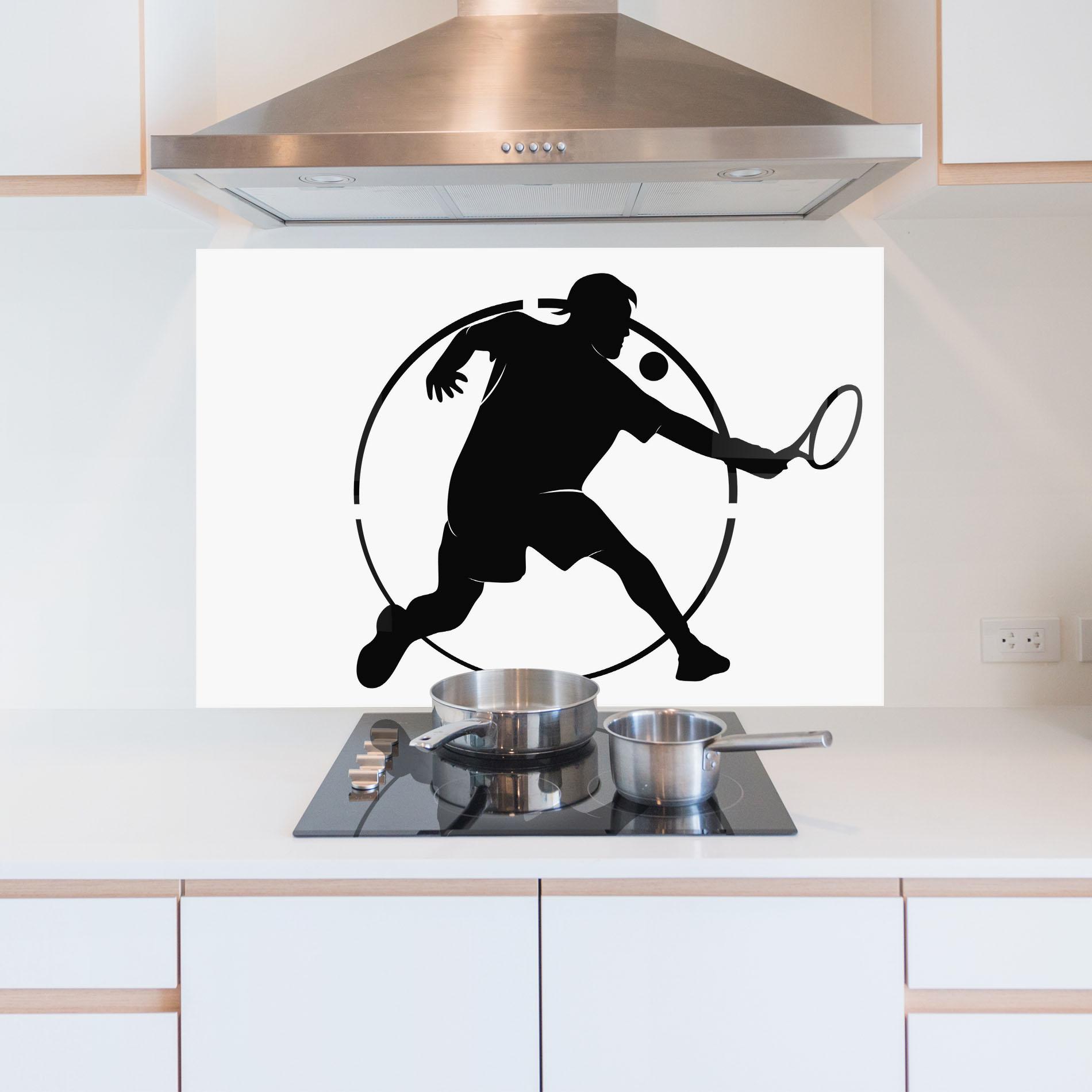 Стъклен панел за кухня Tennis Black Circle mockup 5