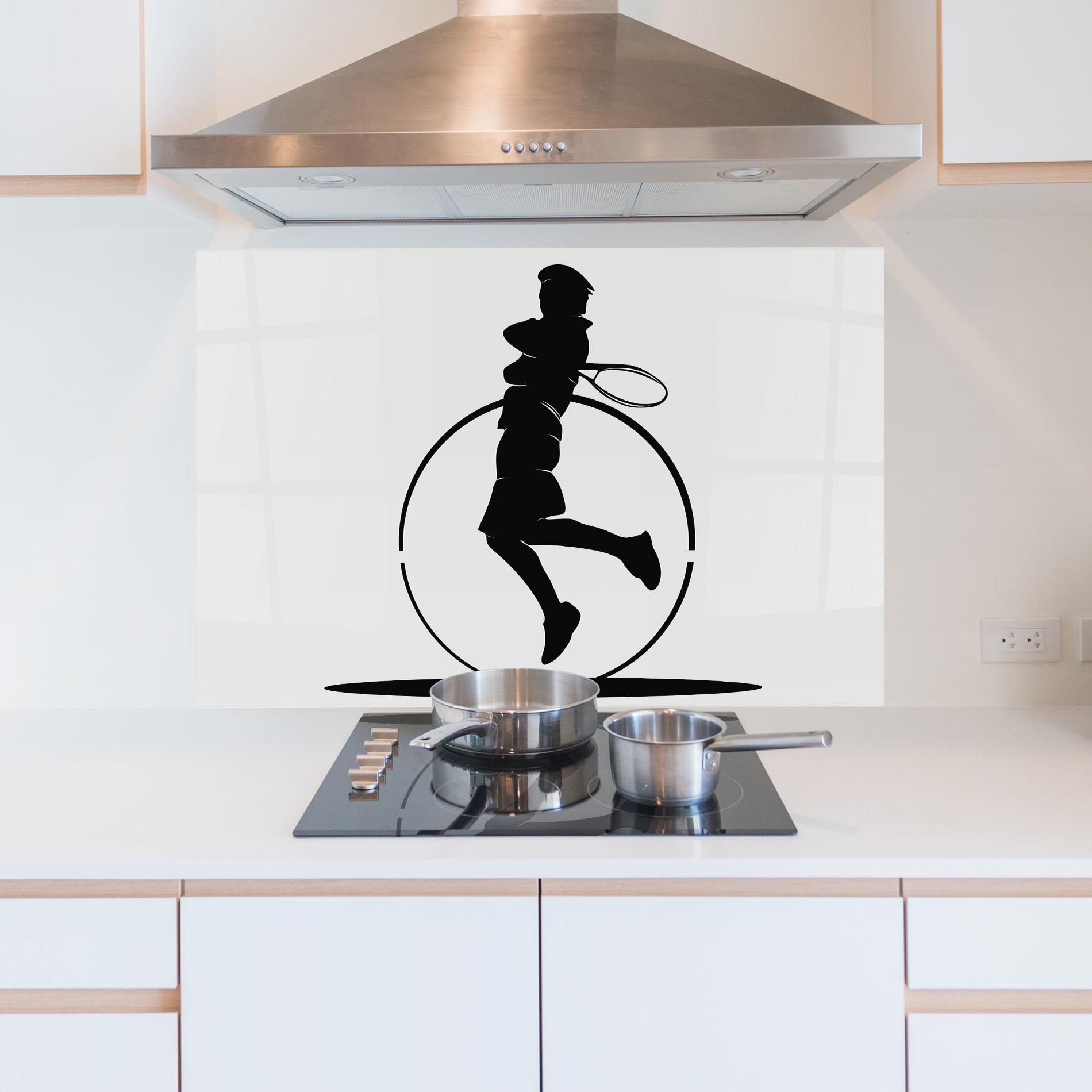 Стъклен панел за кухня Tennis Circle Black mockup 5