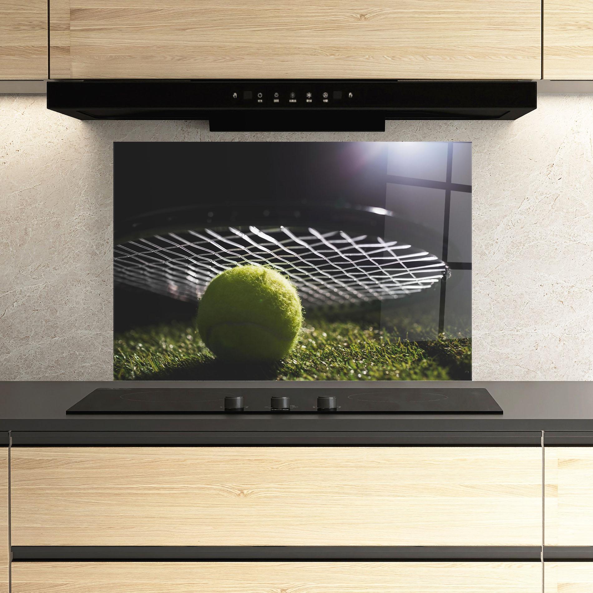 Стъклен панел за кухня Close Up Tennis Ball mockup 3