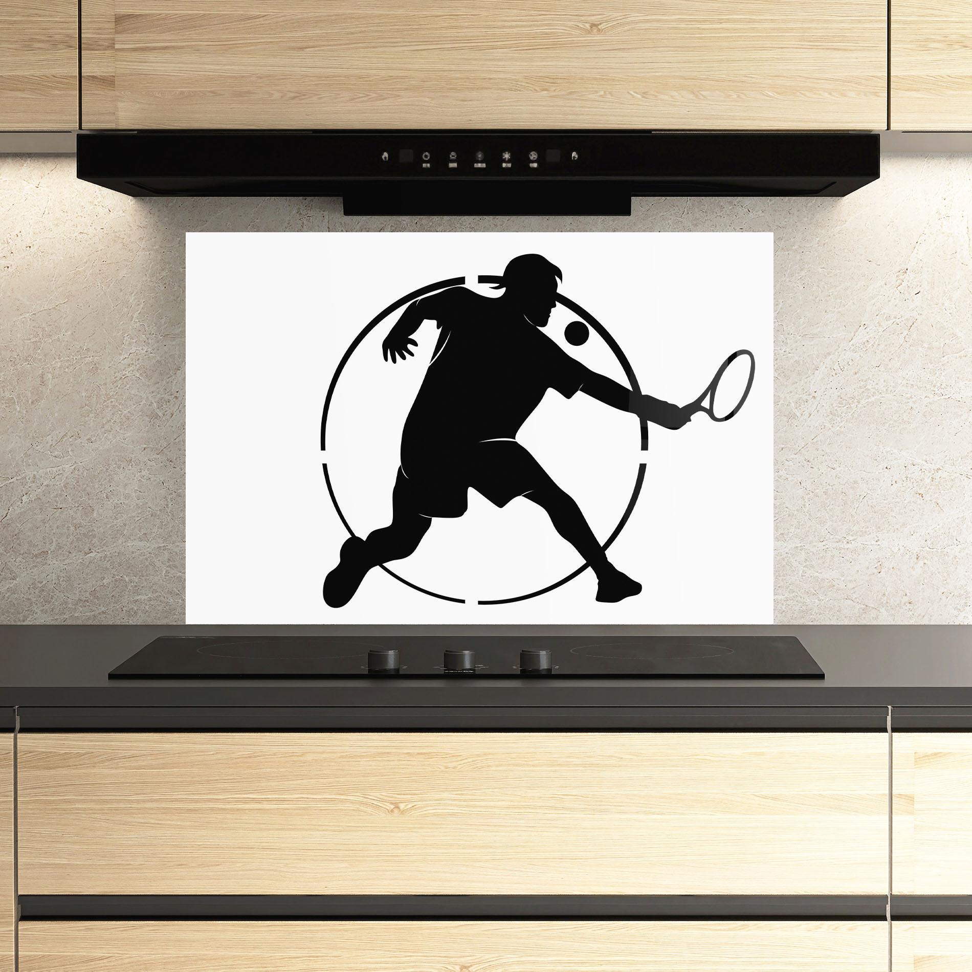 Стъклен панел за кухня Tennis Black Circle mockup 3