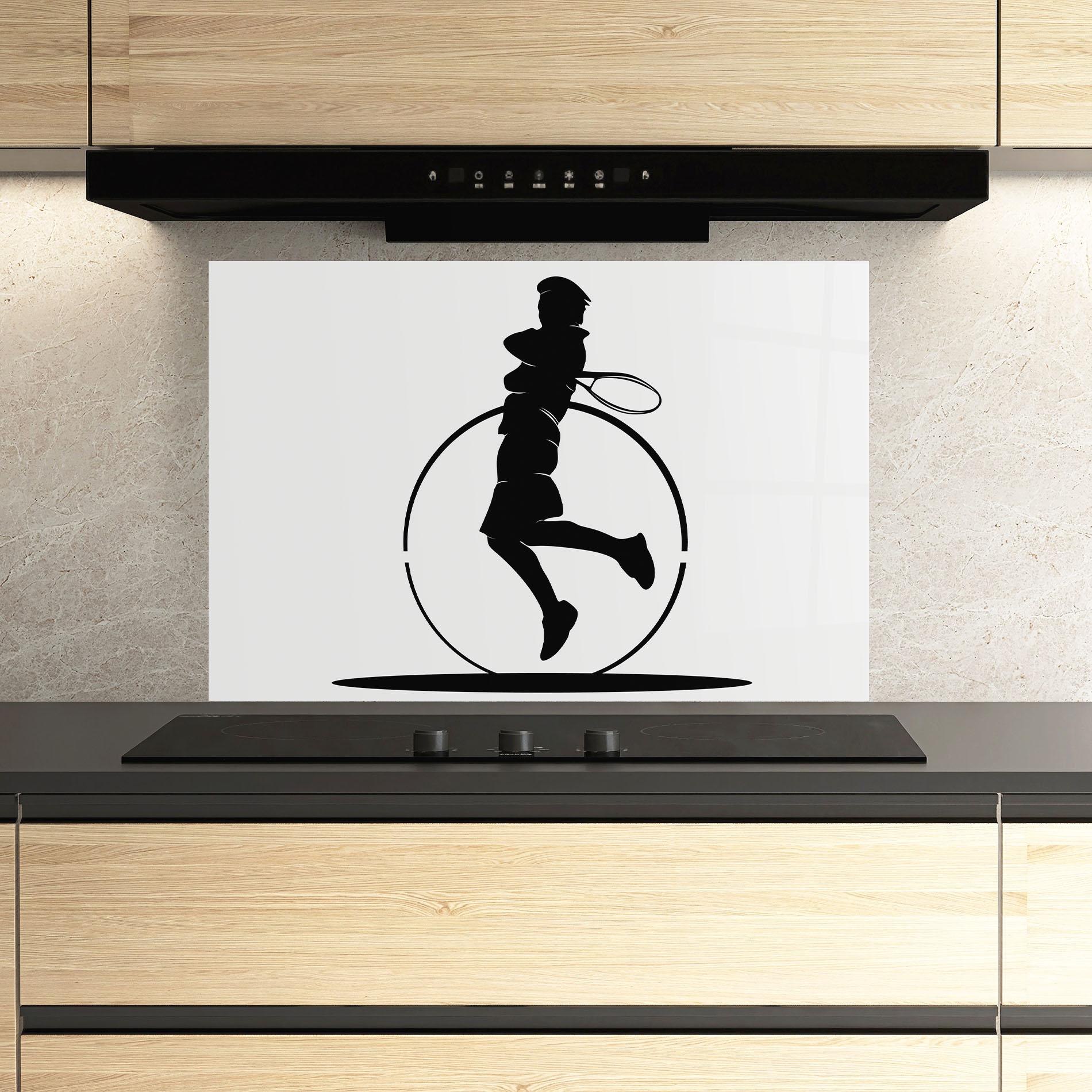 Стъклен панел за кухня Tennis Circle Black mockup 3