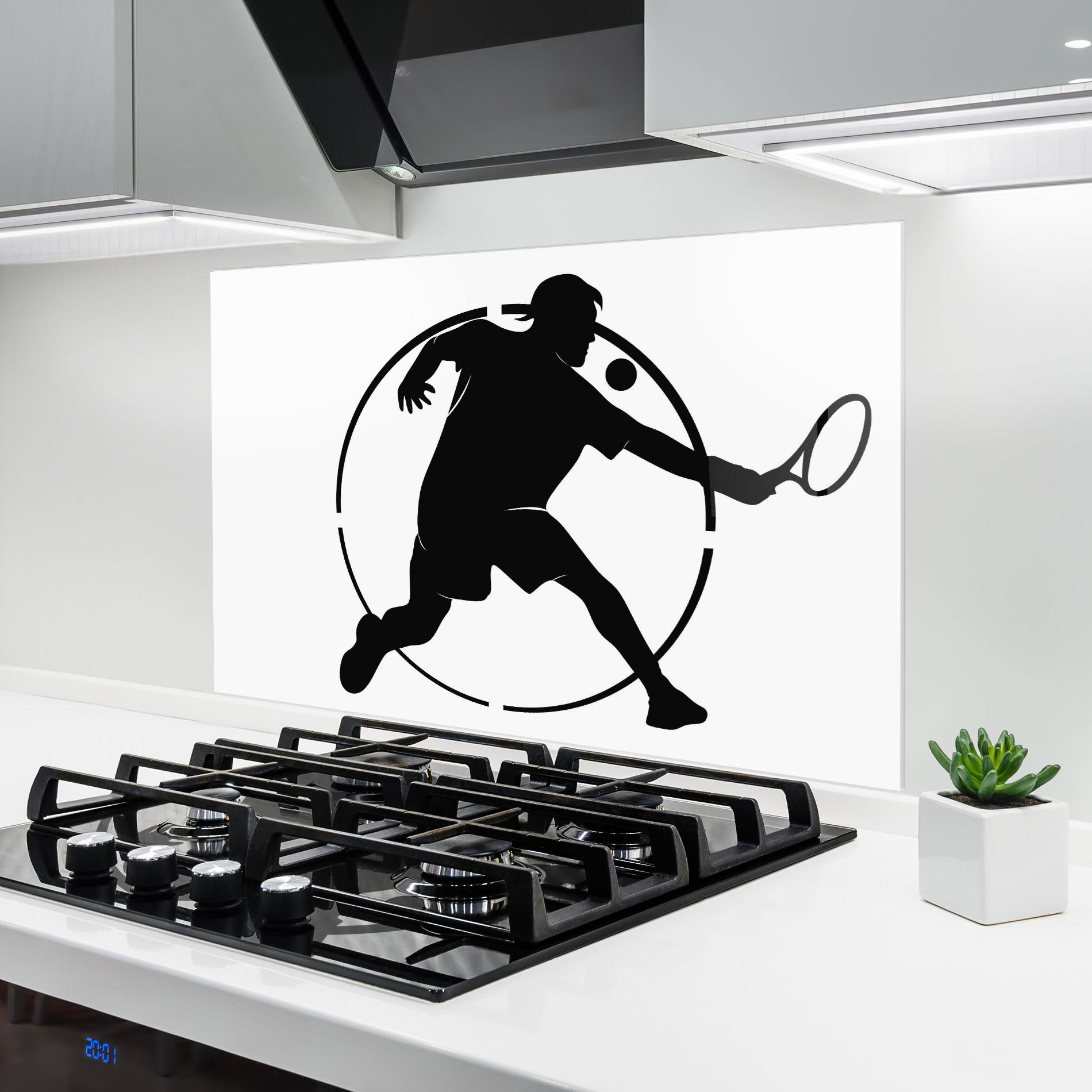Стъклен панел за кухня Tennis Black Circle mockup 6