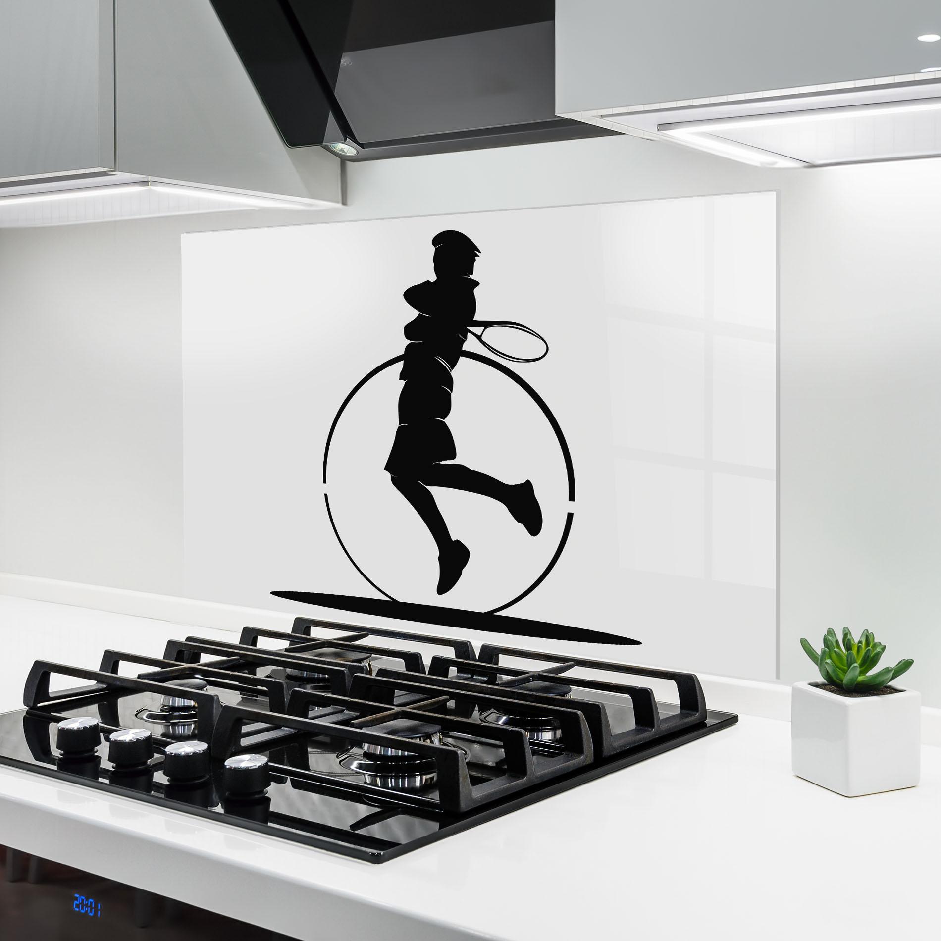 Стъклен панел за кухня Tennis Circle Black mockup 6