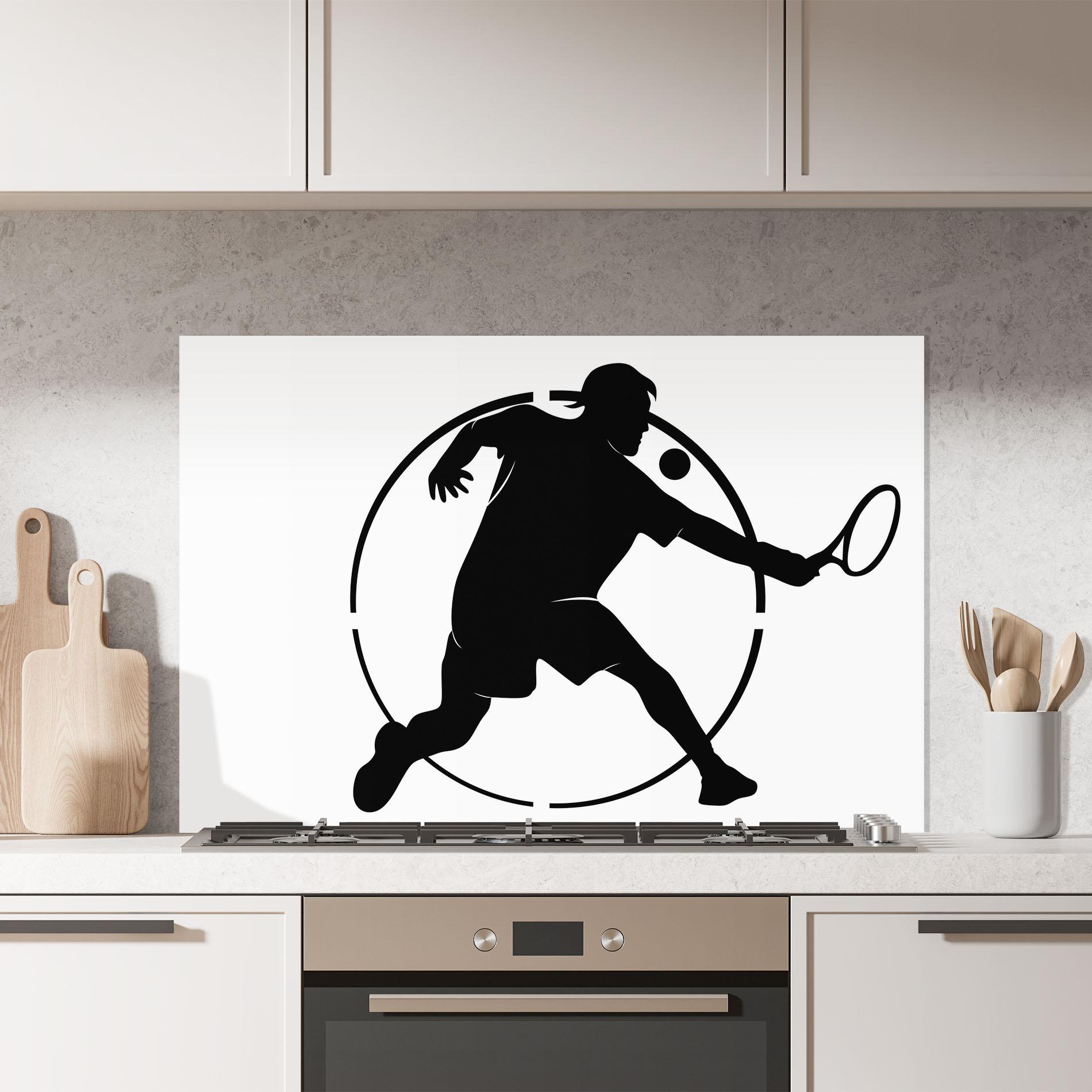 Стъклен панел за кухня Tennis Black Circle mockup 7