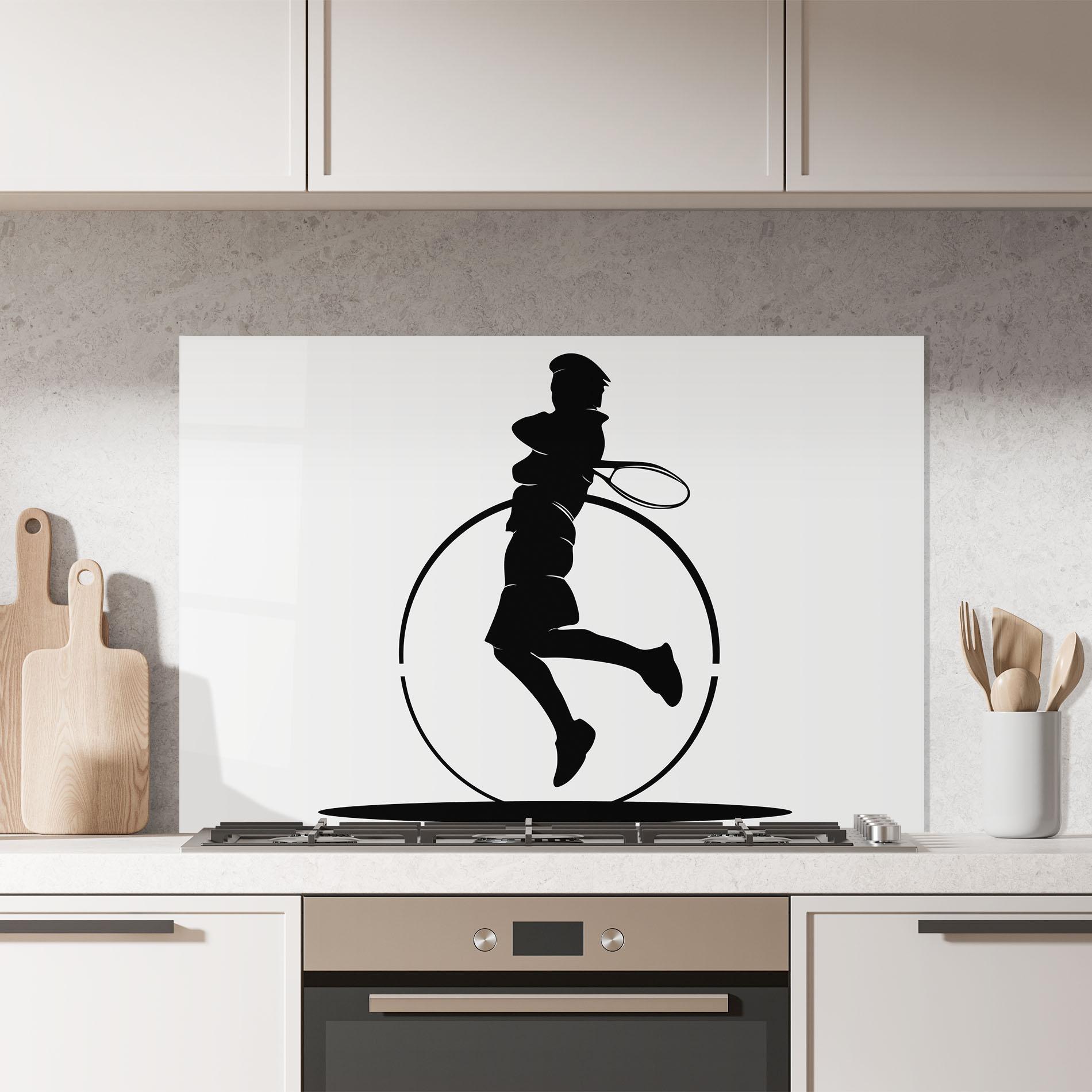 Стъклен панел за кухня Tennis Circle Black mockup 7