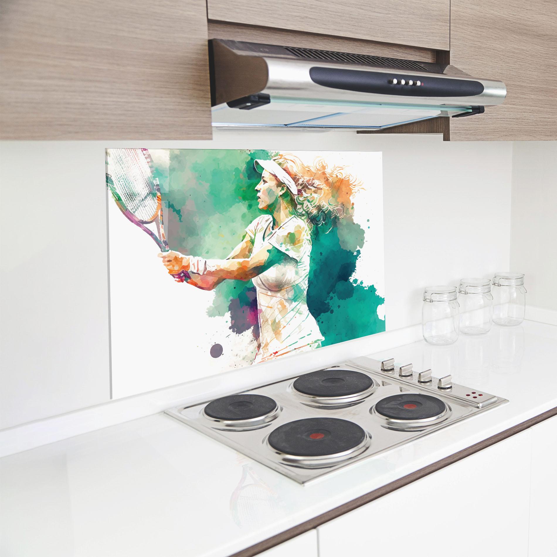 Стъклен панел за кухня Green Art Tennis mockup 8