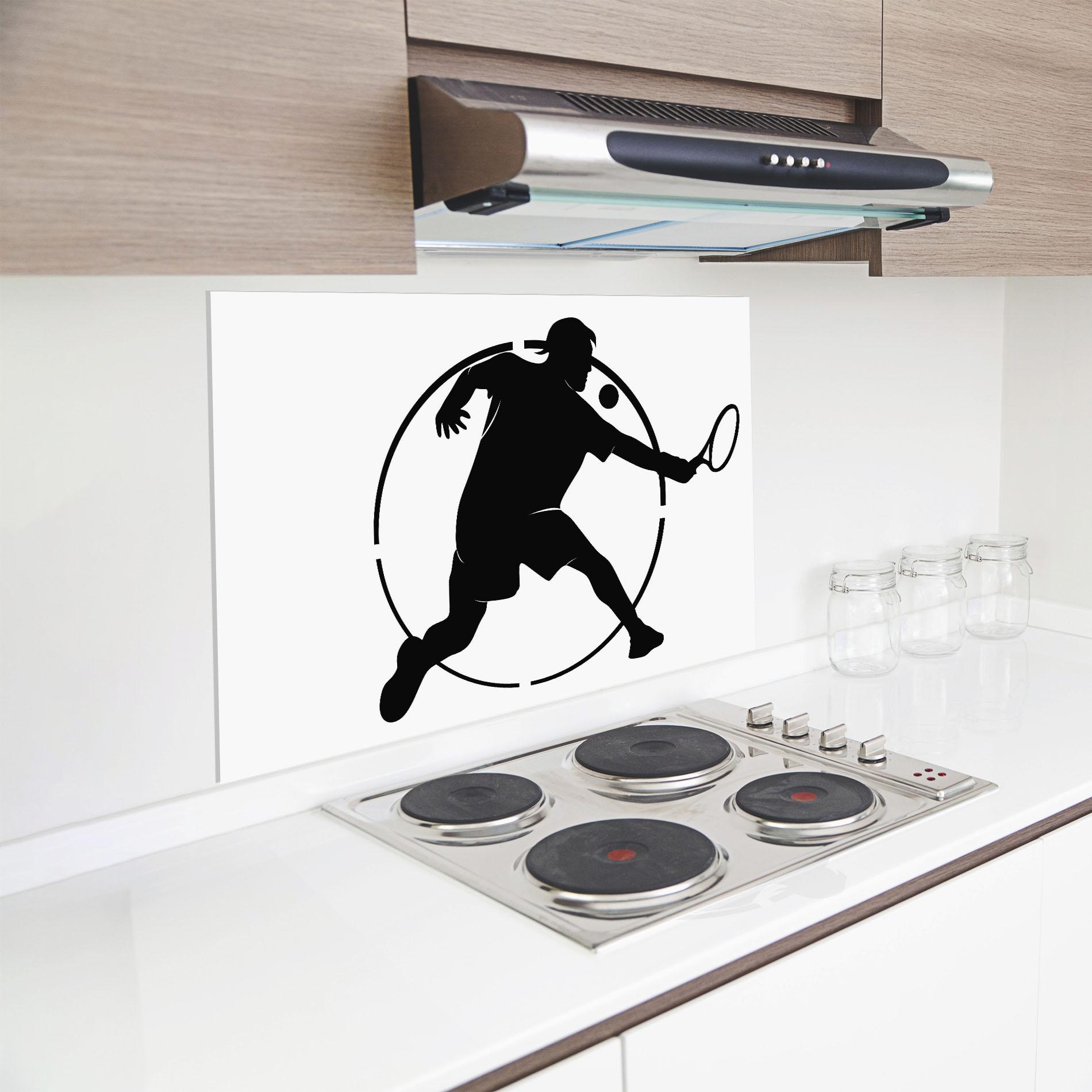 Стъклен панел за кухня Tennis Black Circle mockup 8