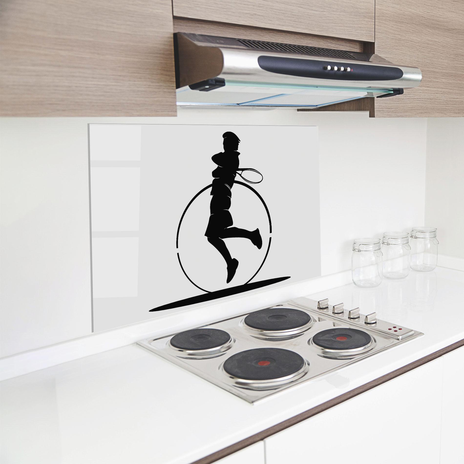 Стъклен панел за кухня Tennis Circle Black mockup 8