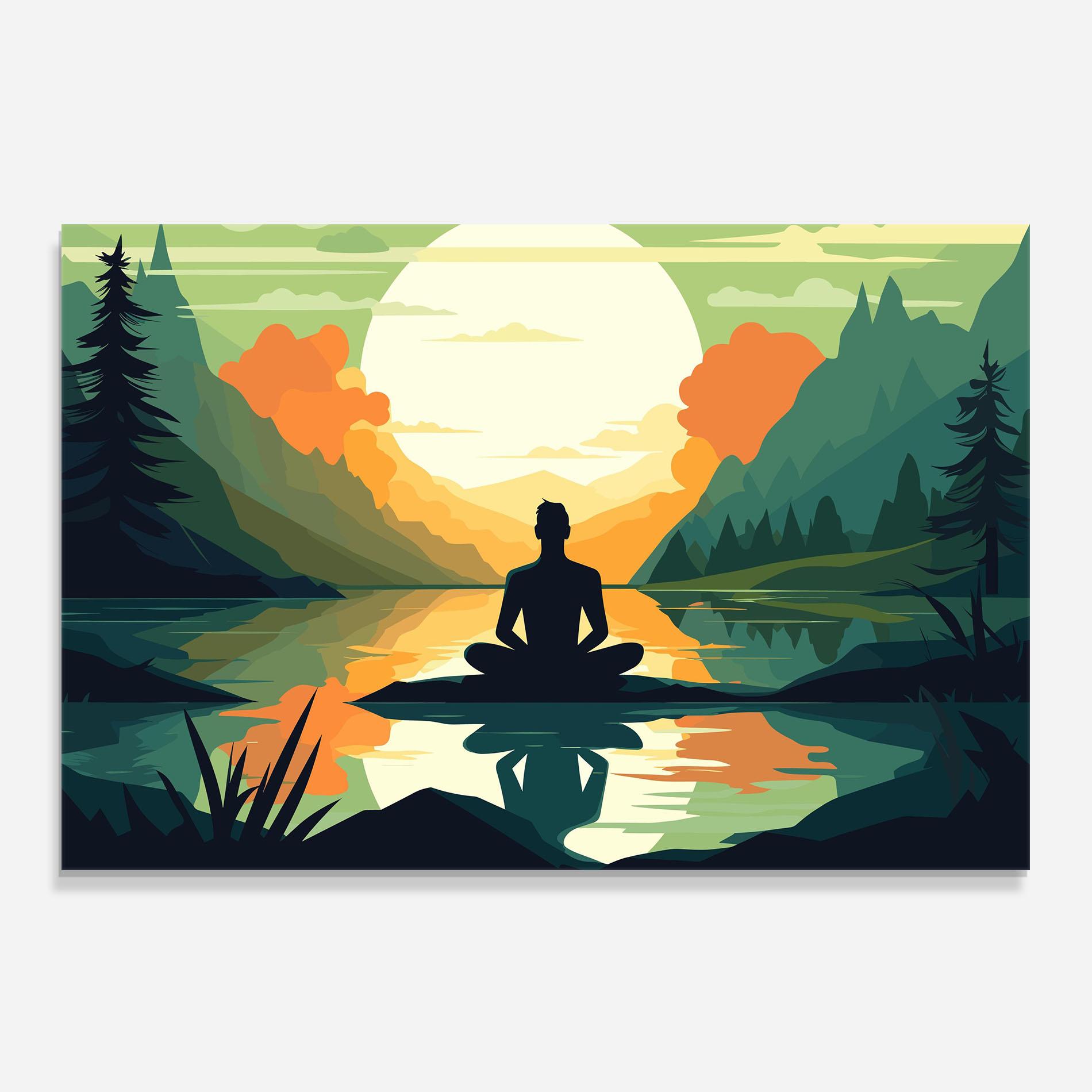 Стъклен панел за кухня Forest Yoga mockup 0