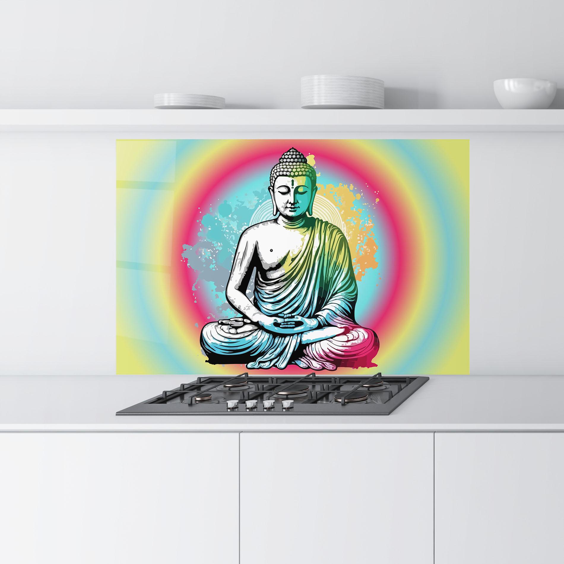 Стъклен панел за кухня Budha Yoga mockup 9