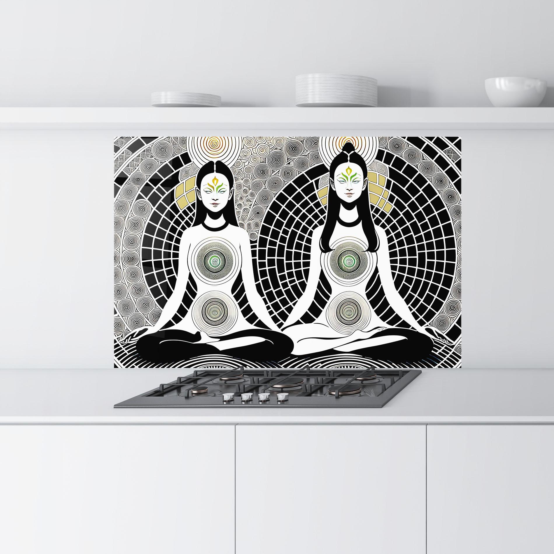 Стъклен панел за кухня Clolorful Meditation mockup 9