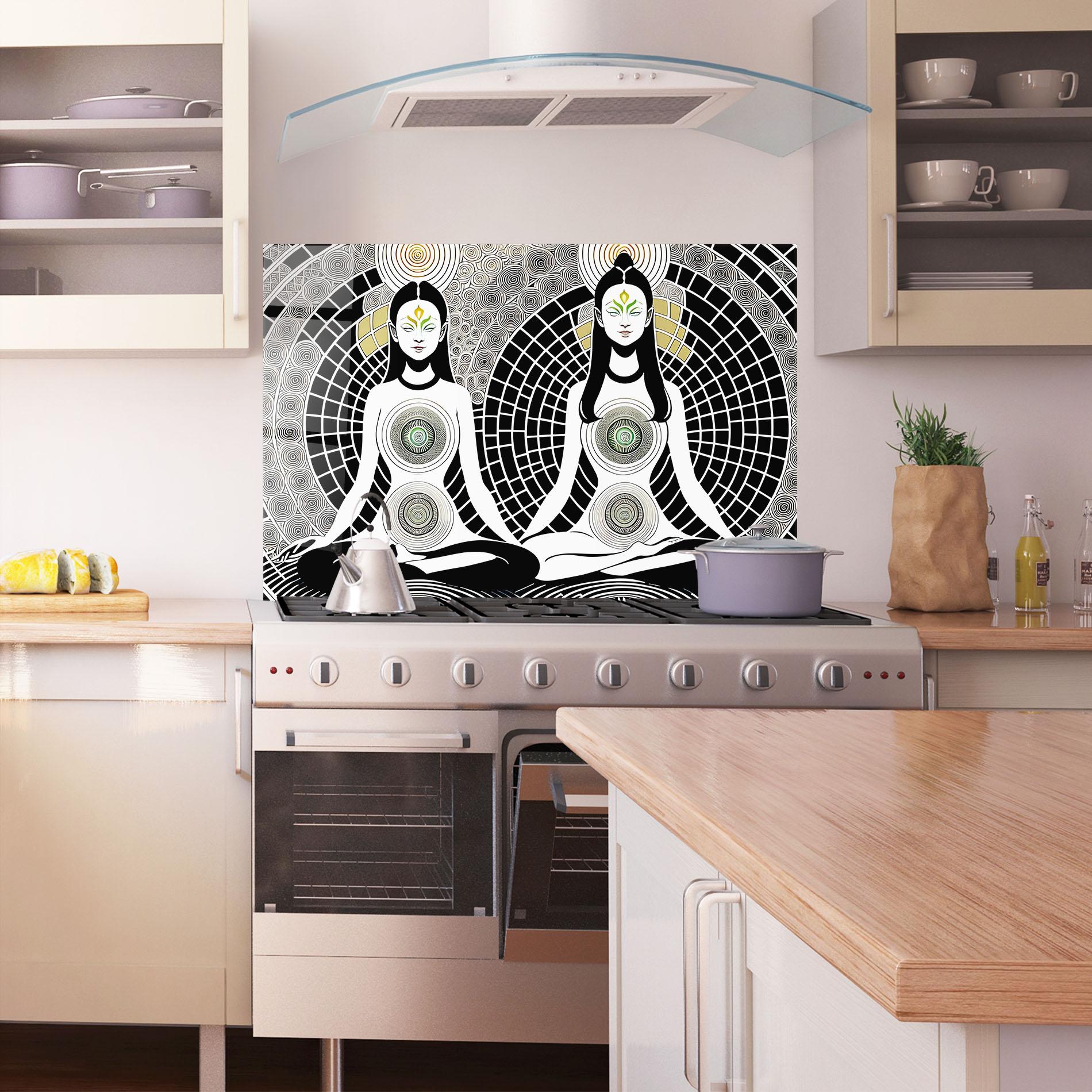 Стъклен панел за кухня Clolorful Meditation mockup 1