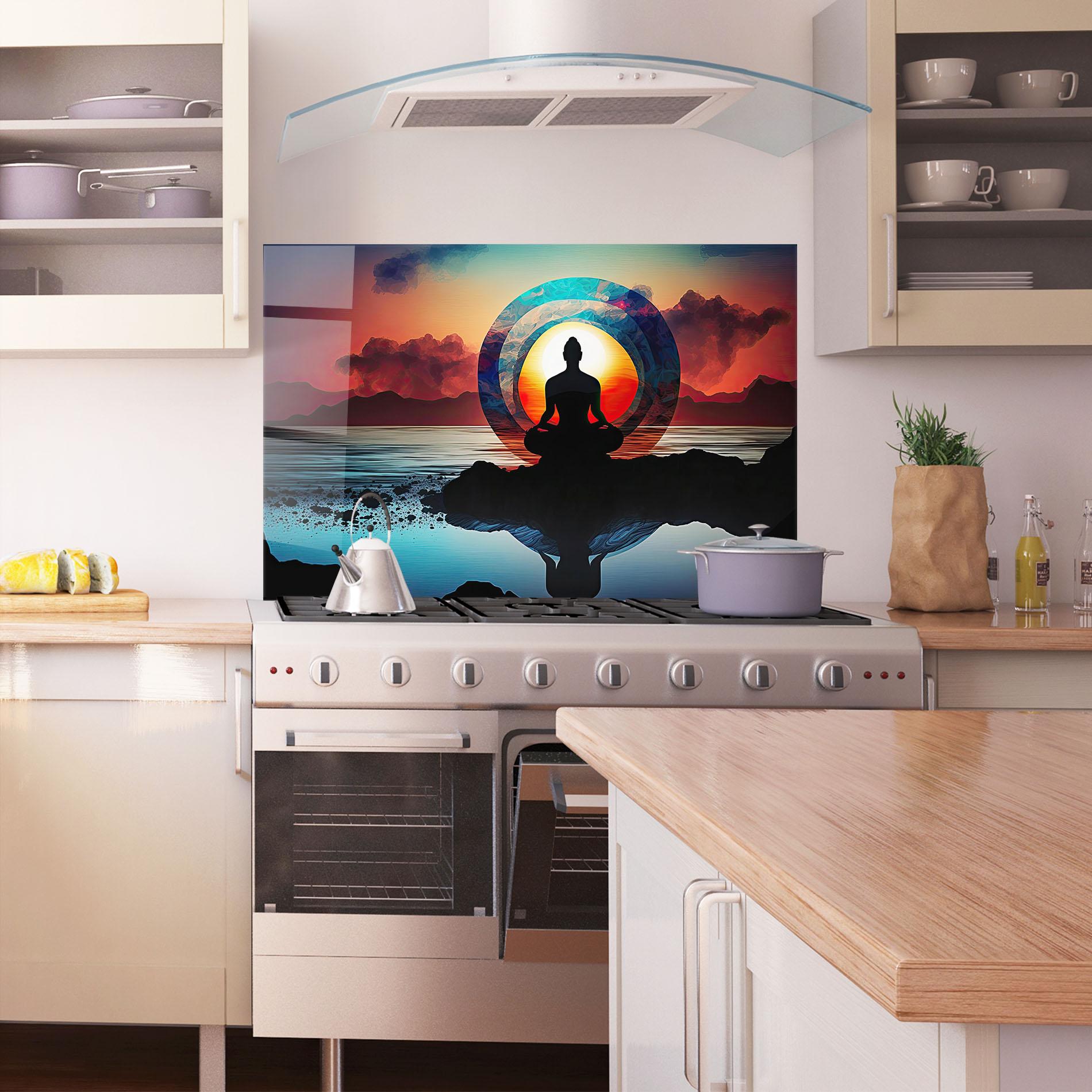 Стъклен панел за кухня Om Orbit mockup 1