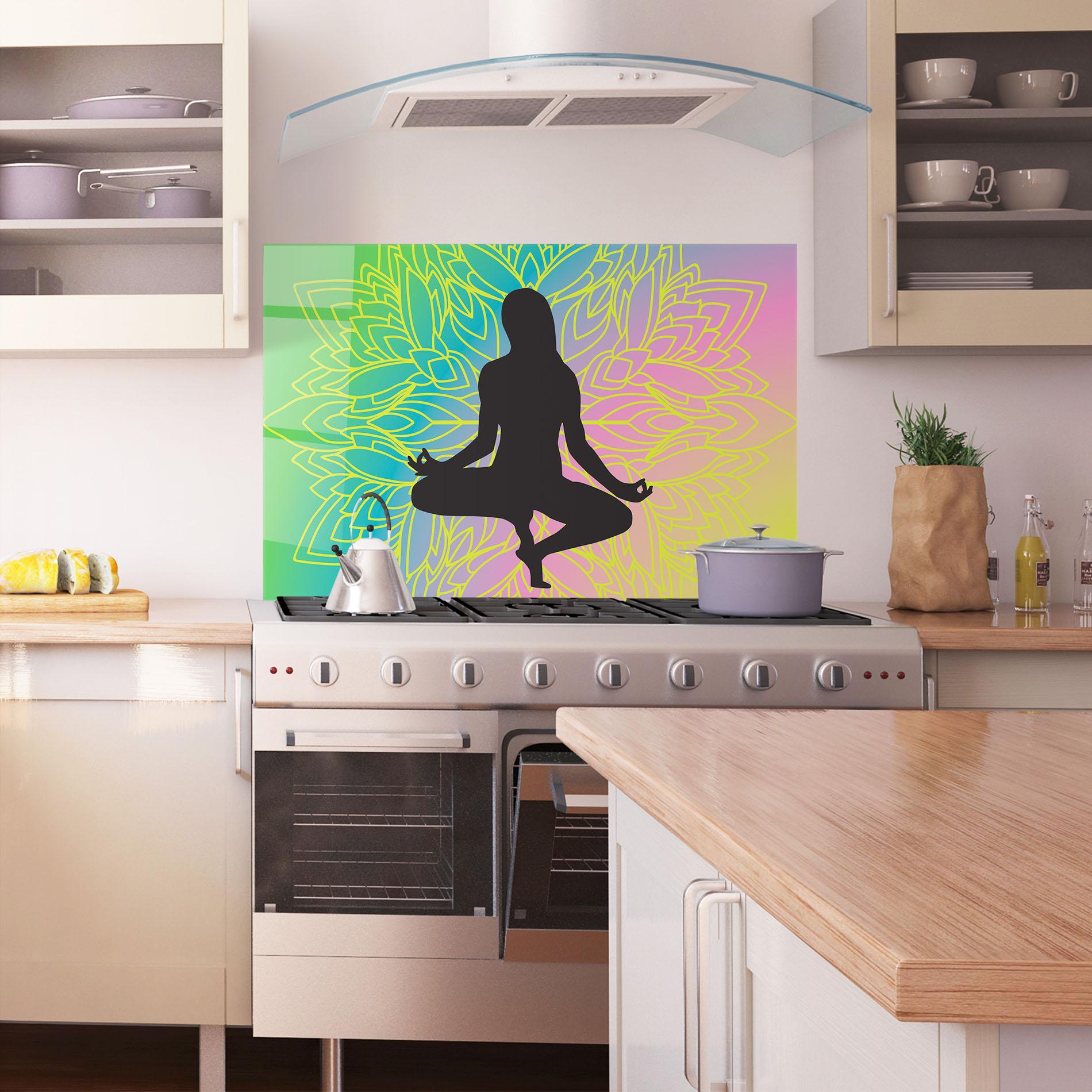 Стъклен панел за кухня Peace Yoga 01 mockup 1
