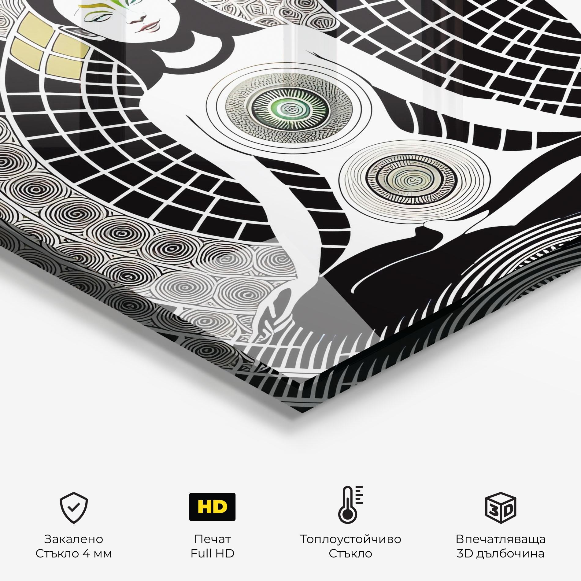 Стъклен панел за кухня Clolorful Meditation mockup 2