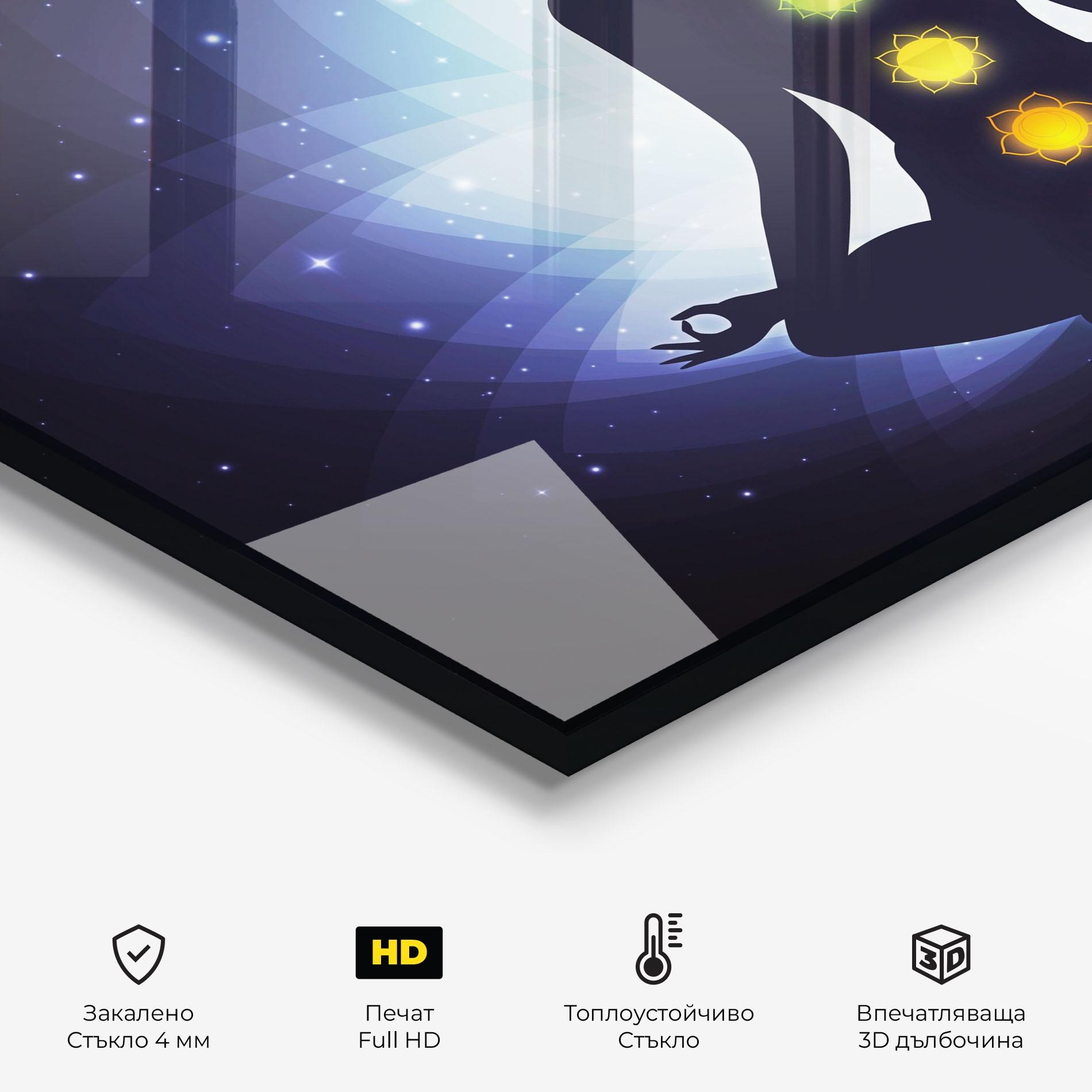 Стъклен панел за кухня Flower Meditation mockup 2