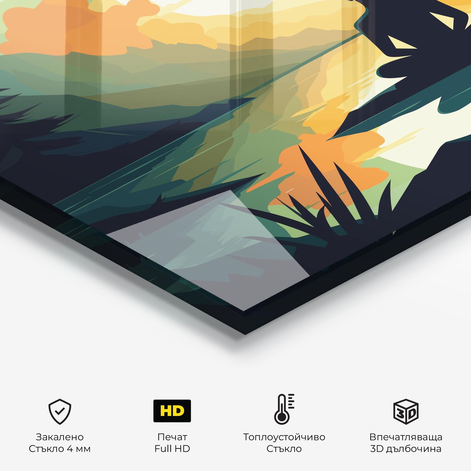 Стъклен панел за кухня Forest Yoga mockup 2