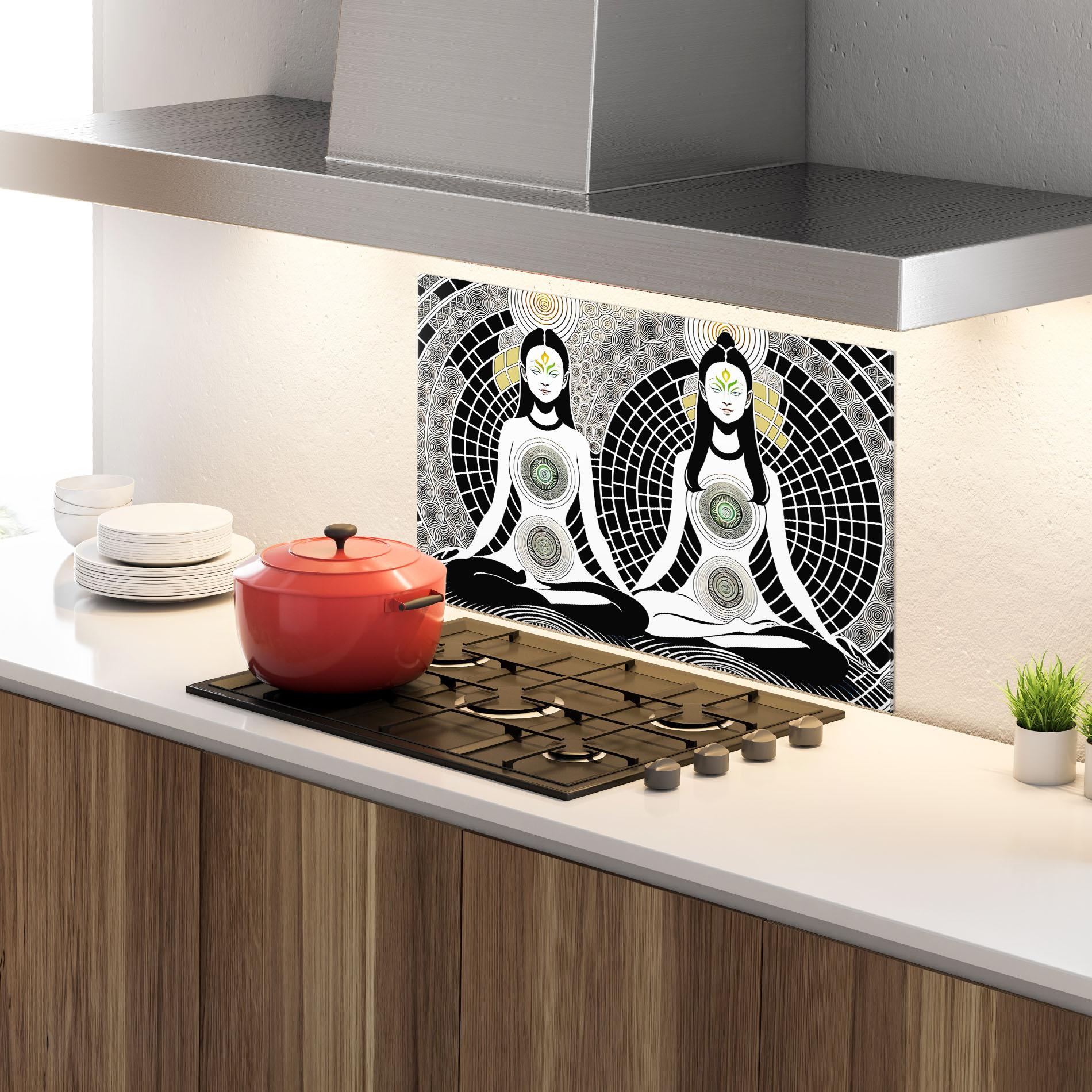 Стъклен панел за кухня Clolorful Meditation mockup 4