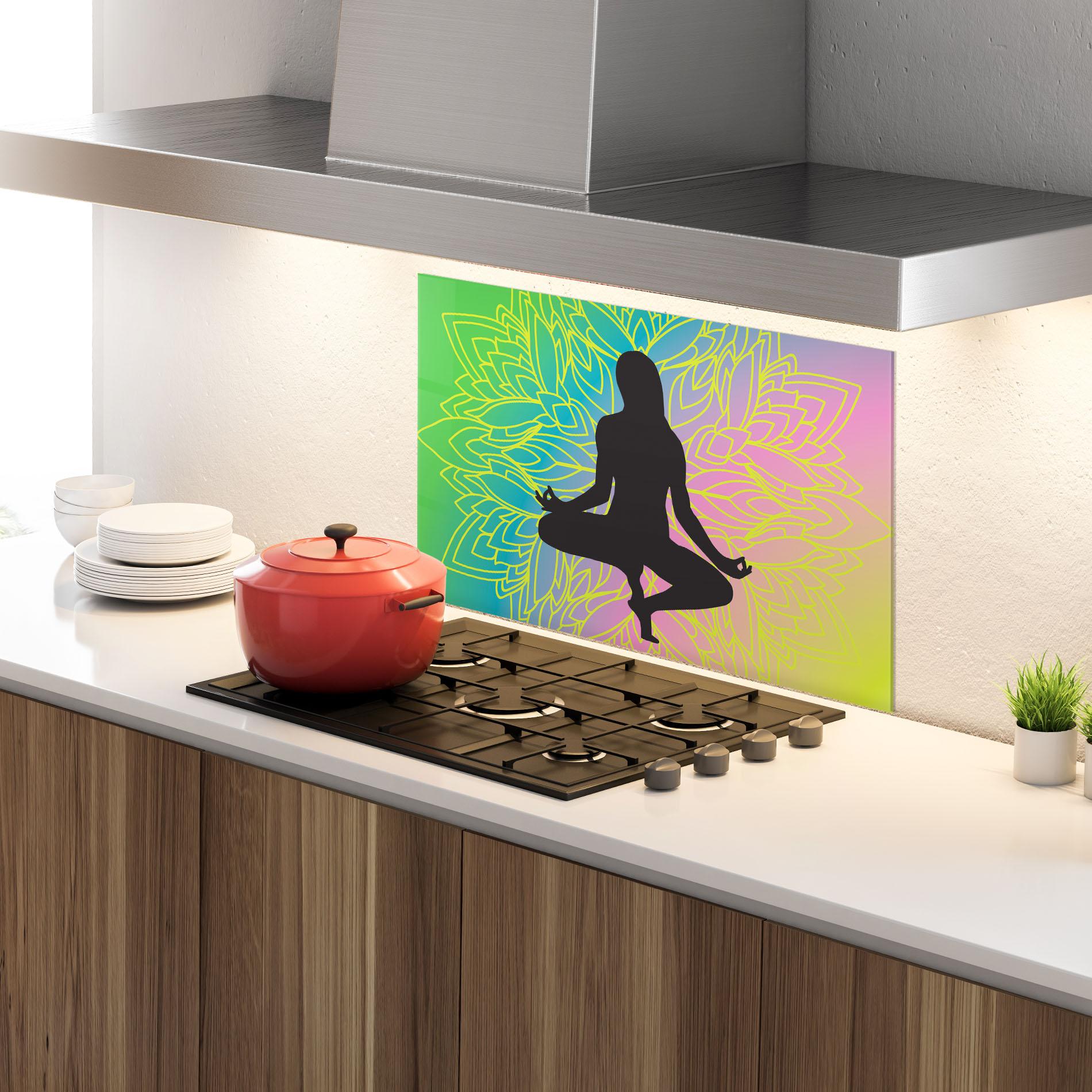 Стъклен панел за кухня Peace Yoga 01 mockup 4