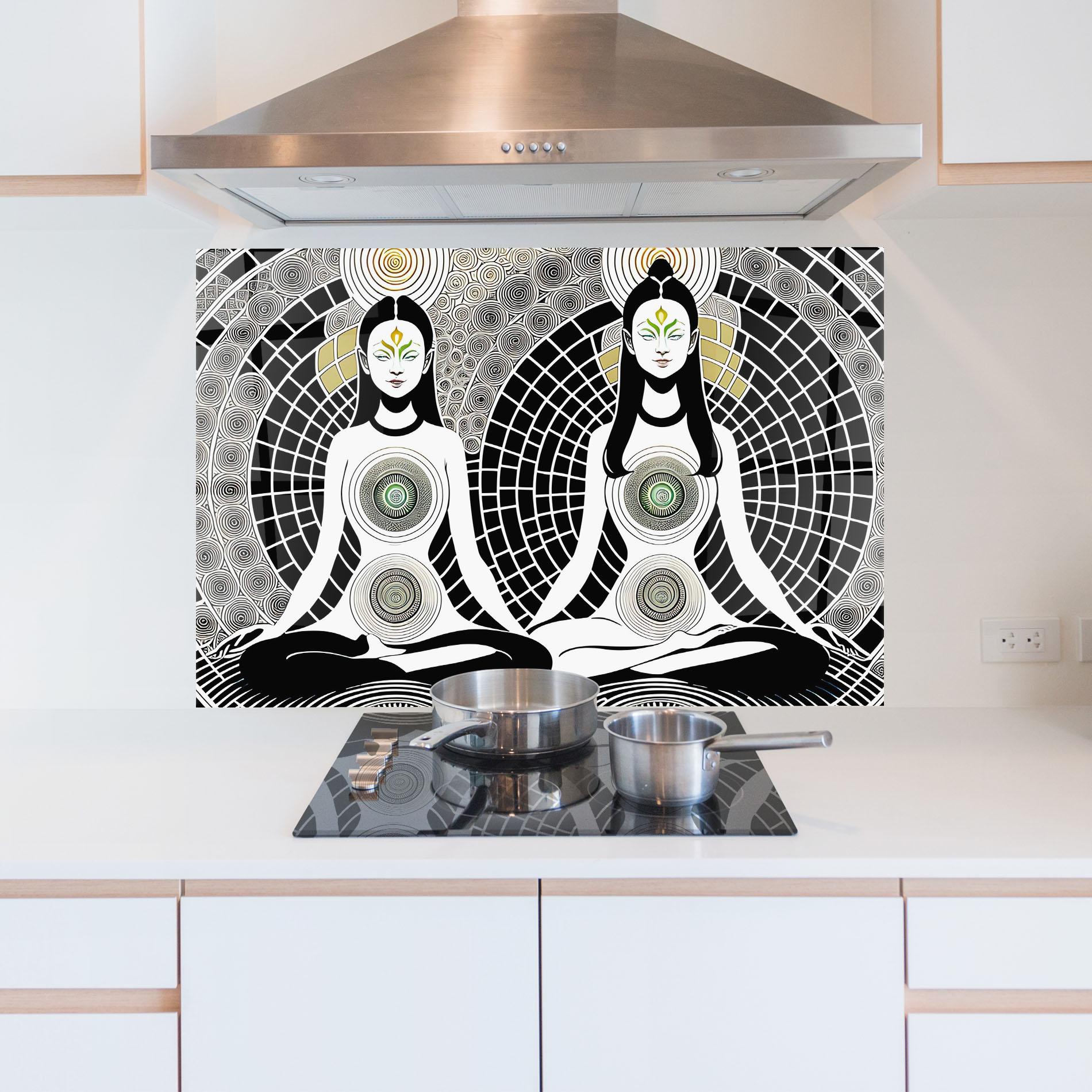 Стъклен панел за кухня Clolorful Meditation mockup 5