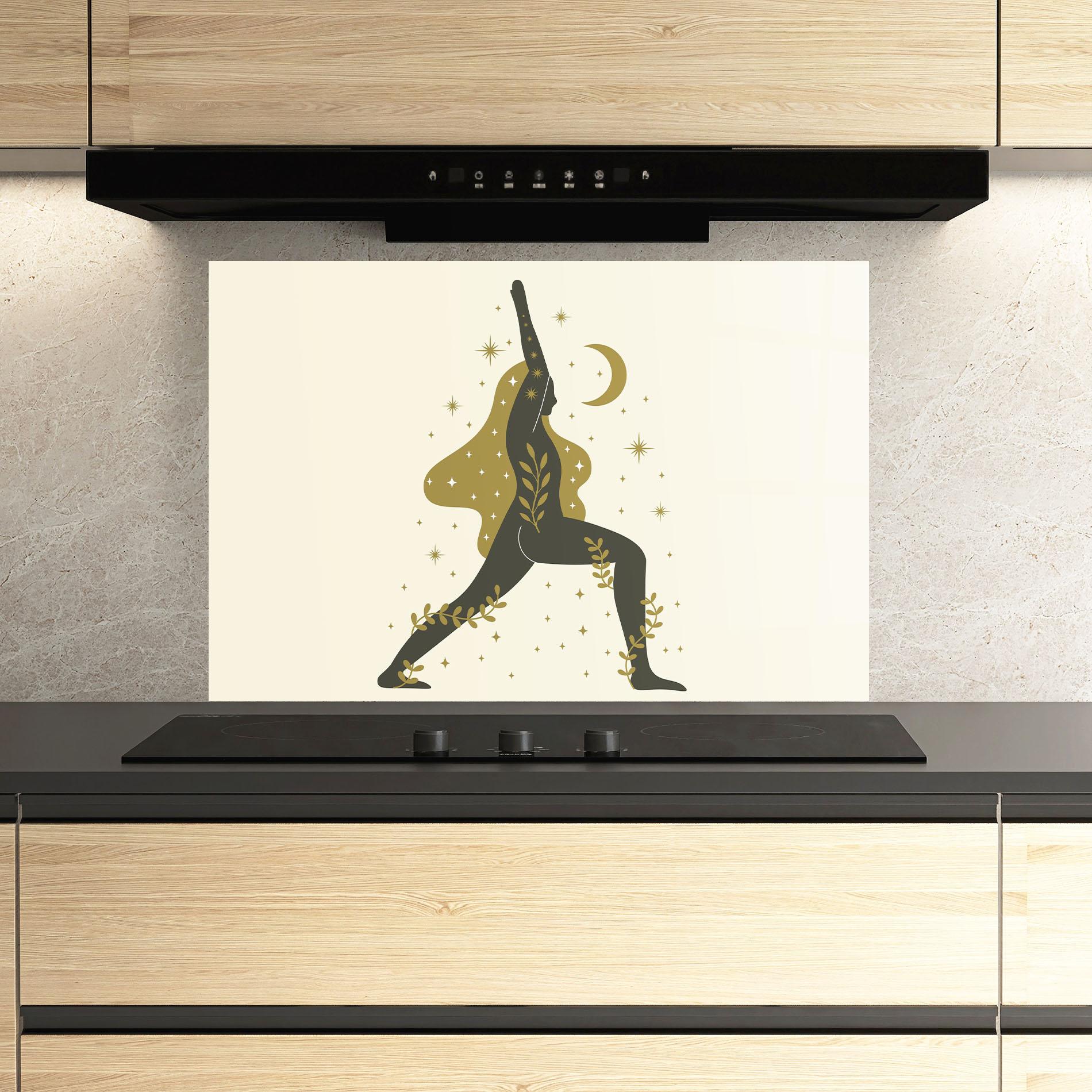 Стъклен панел за кухня Chandrasana mockup 3