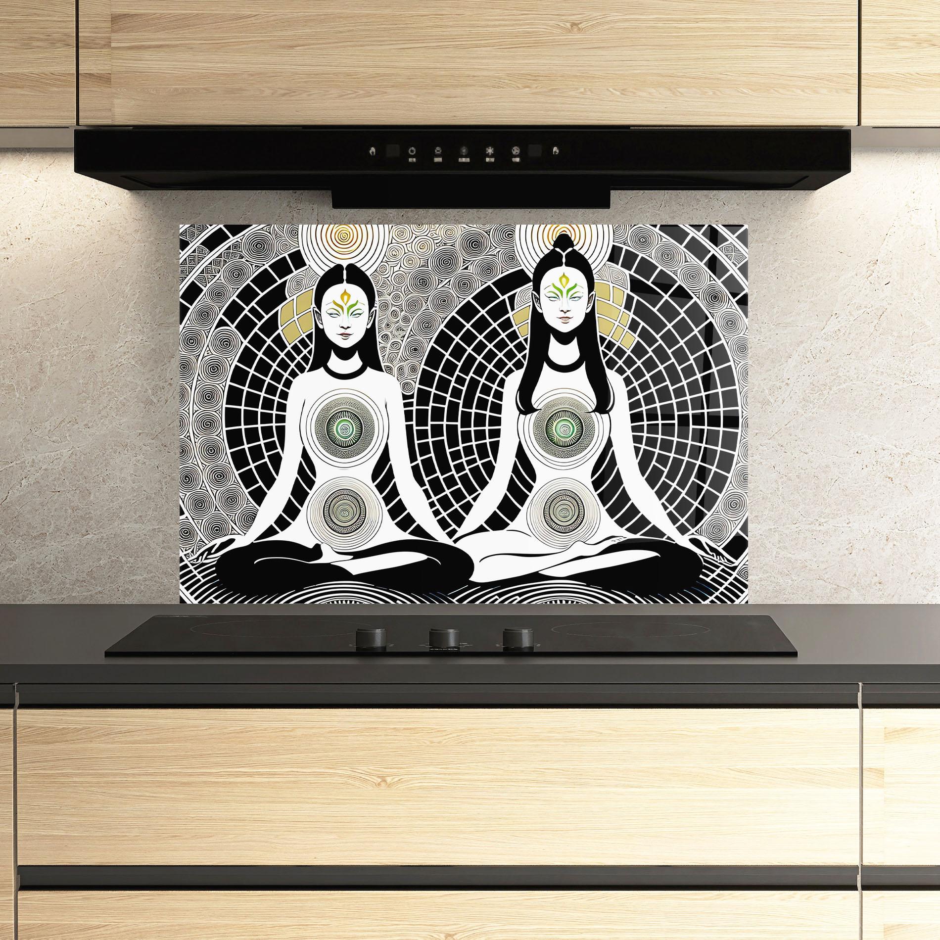 Стъклен панел за кухня Clolorful Meditation mockup 3