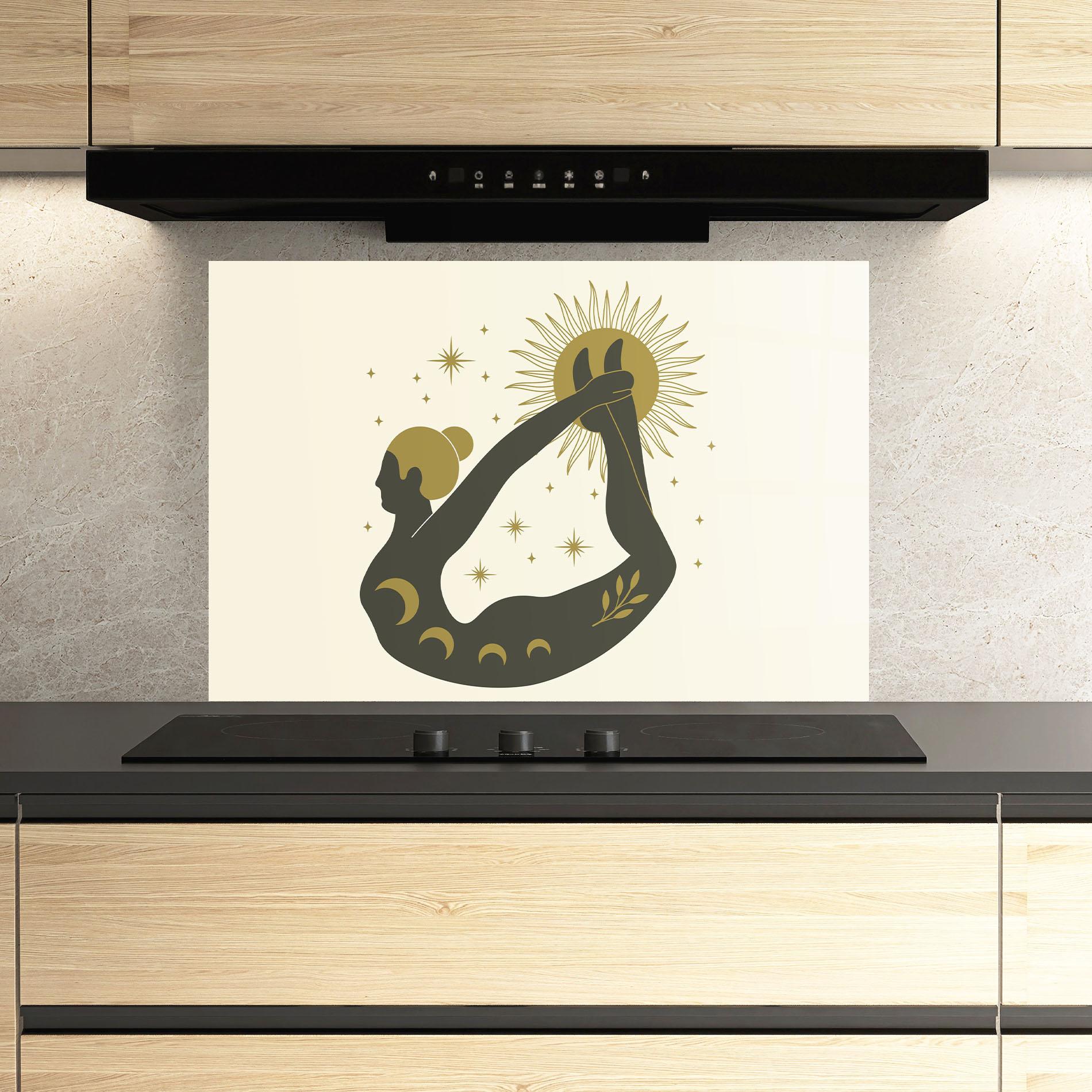 Стъклен панел за кухня Dhanurasana mockup 3