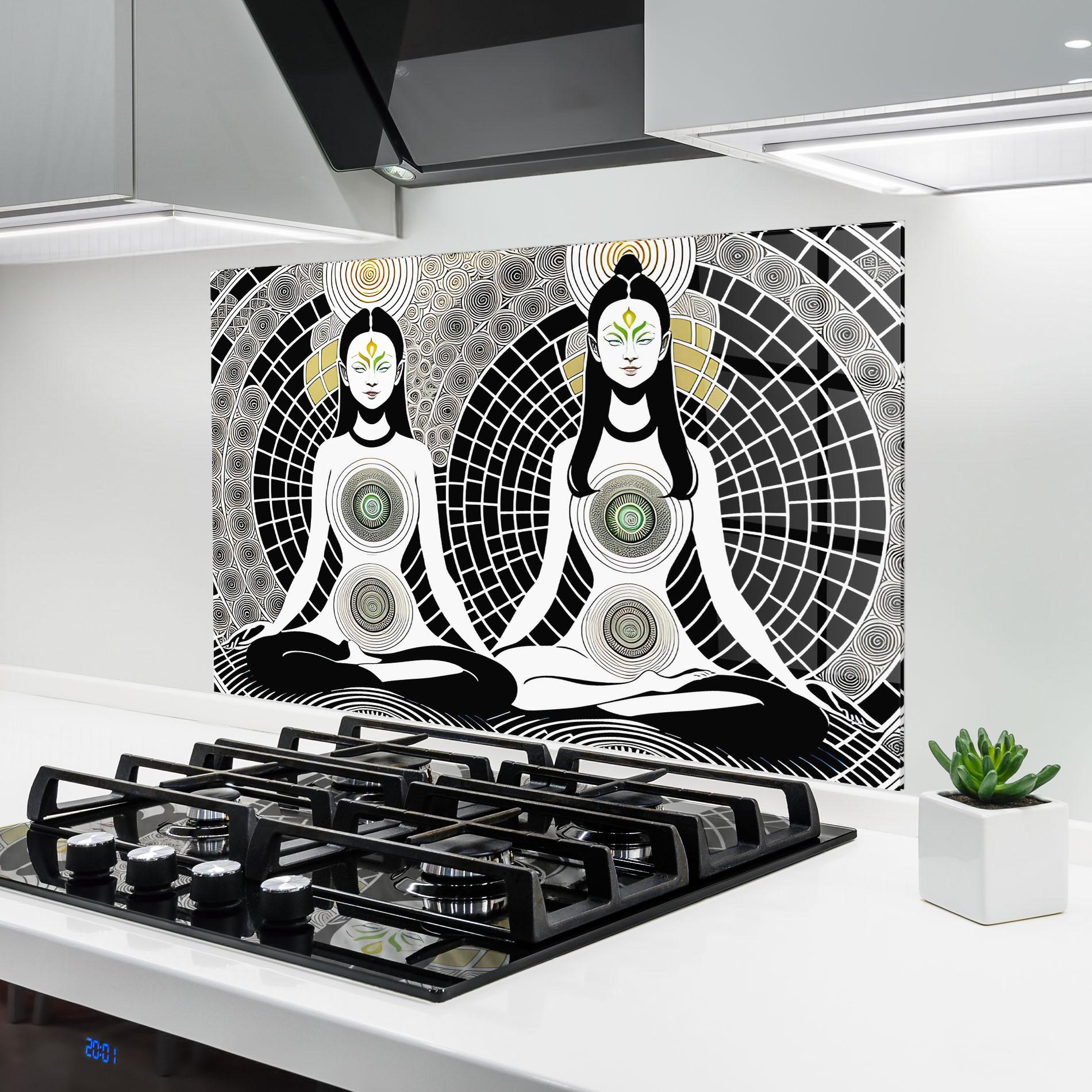 Стъклен панел за кухня Clolorful Meditation mockup 6