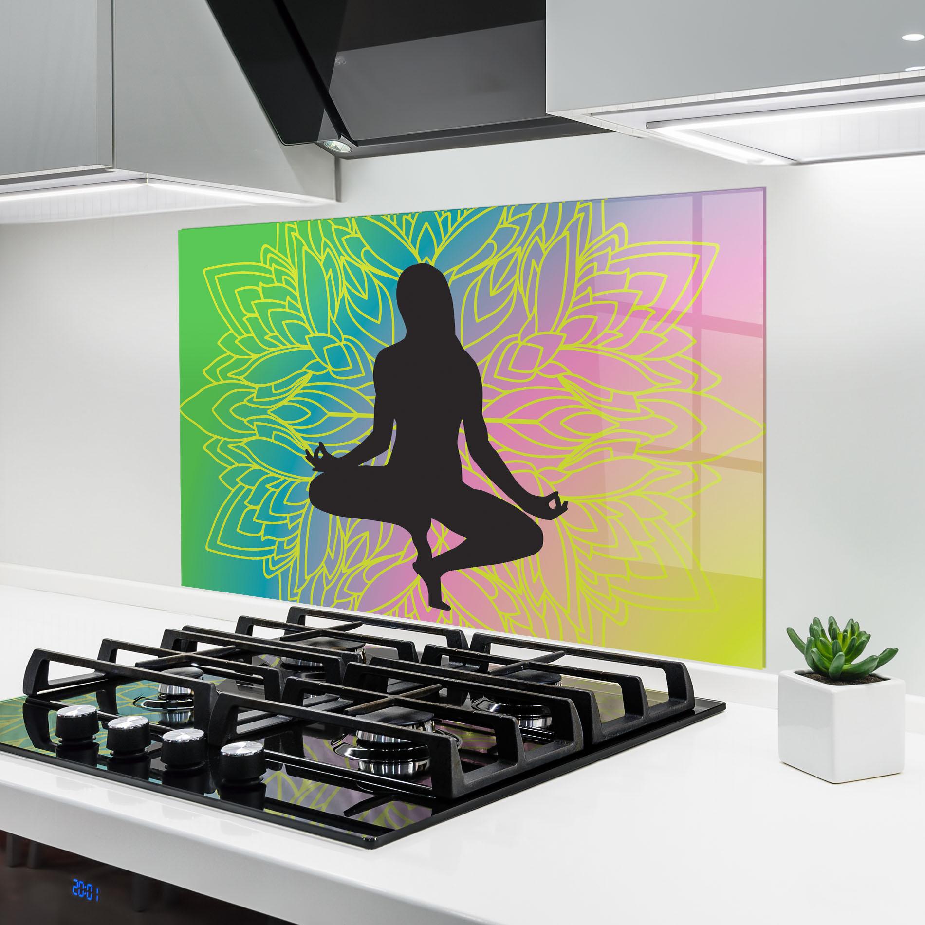 Стъклен панел за кухня Peace Yoga 01 mockup 6